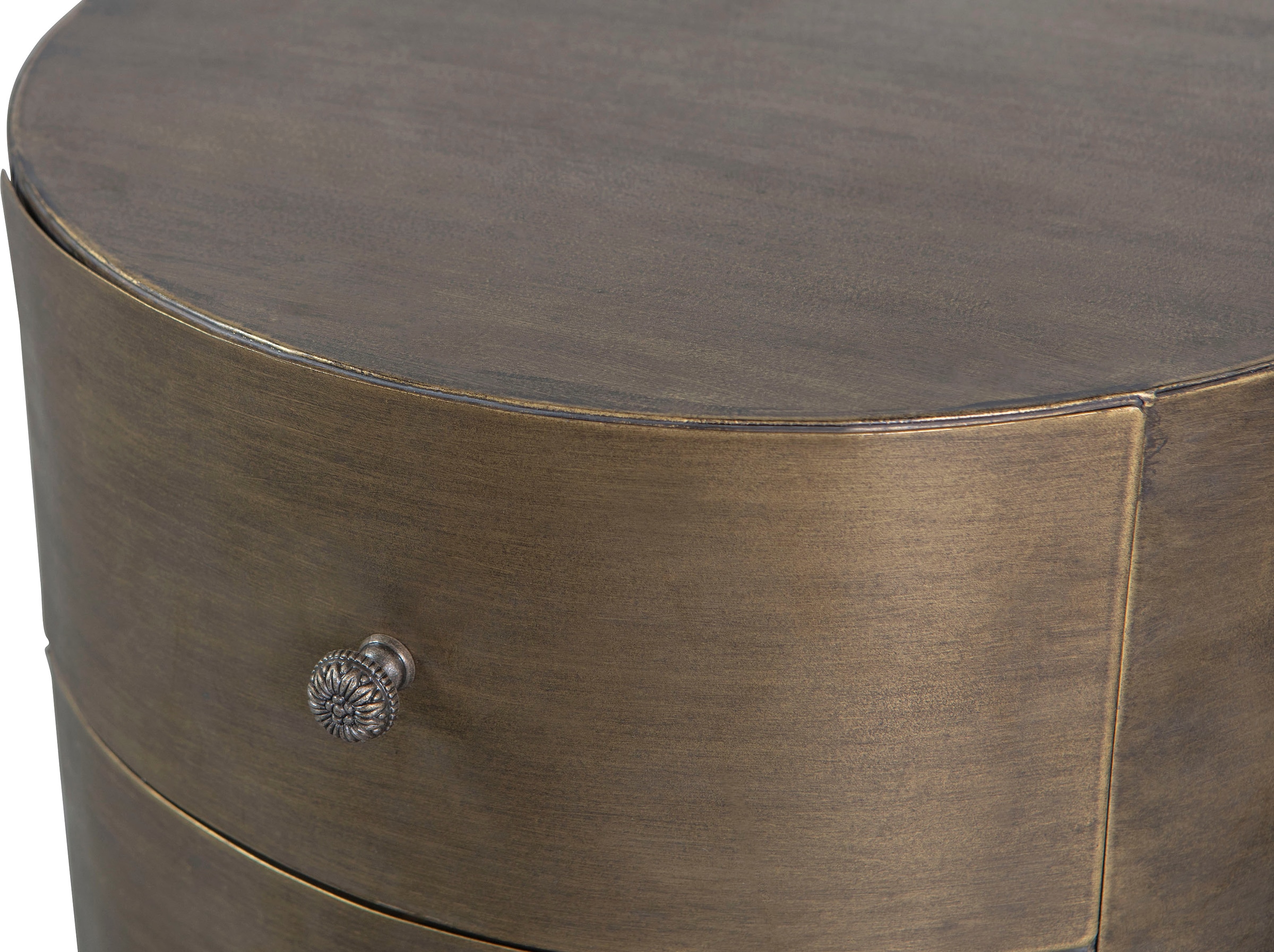 WOOOD Table d'appoint »Glossy Metall Antique-Brass-Beschichtung, H 48 x B 39 x T 39 cm« Deux tiroirs sans rails, facile d'entretien, livré monté