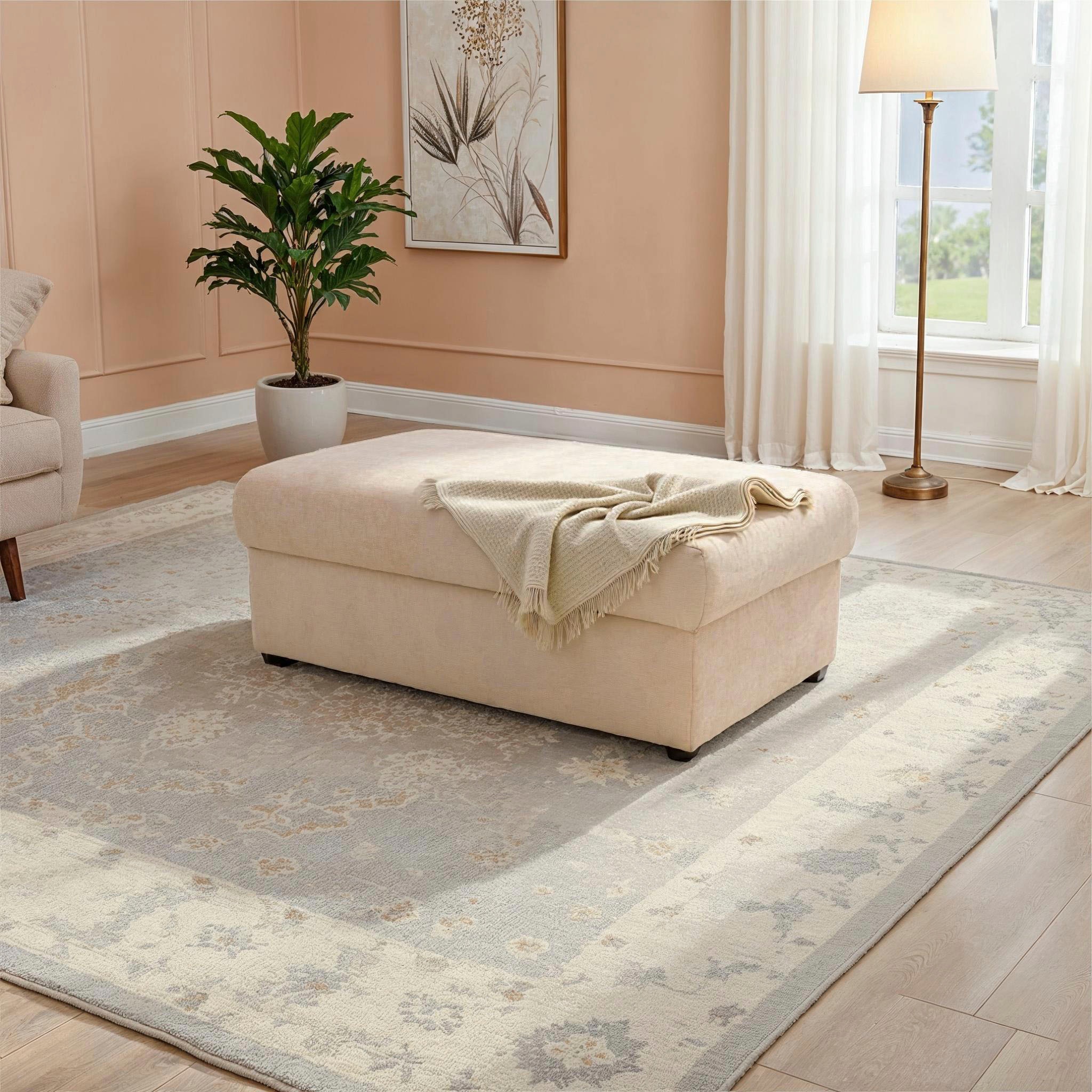 DOMO collection Hocker »Dundee, passende Ergänzung zum Mega-Sofa« pflegeleichter, edler Strukturstoff in Chenille-Optik