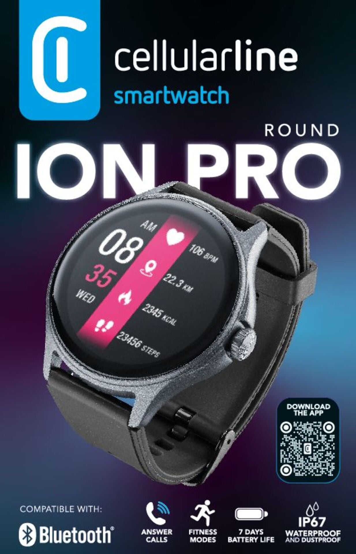 Cellularline Smartwatch »ION PRO ROUND« (3,5 cm / 1,38 ″) Proprietär
