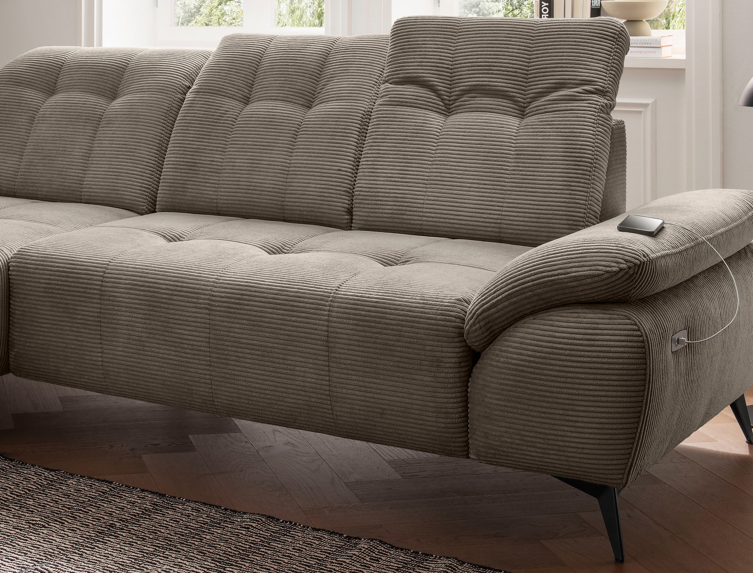 Home affaire Ecksofa »Lazio modern und bequem, schmale Armlehnen, tolle Detailverarbeitung« zwei verschiedene Fussfarben wählbar