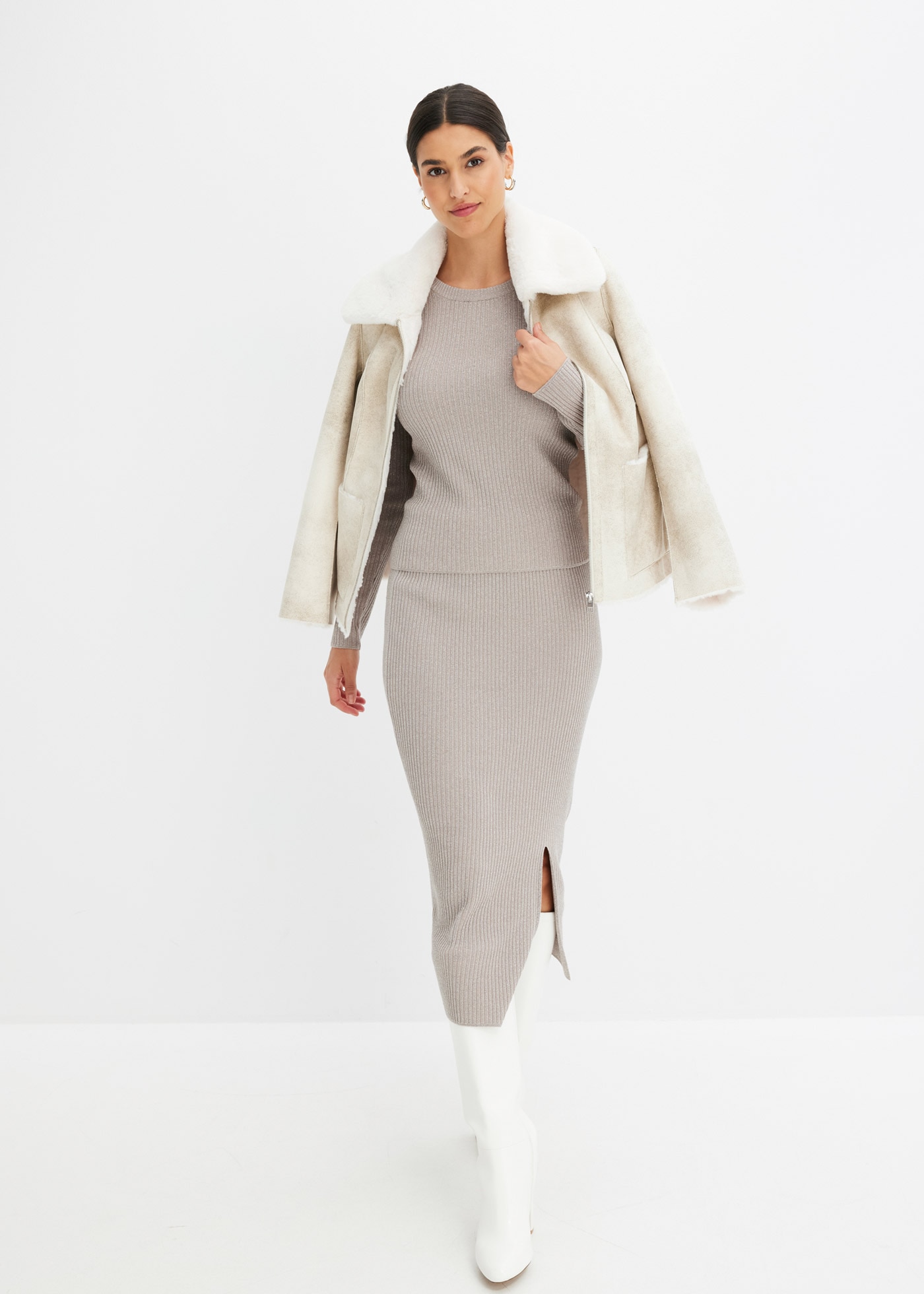 bonprix Strickrock »Strickrock aus fliessendem Viskose-Mix« aus Viskose, Polyester, Polyamid und metallisierten Fasern