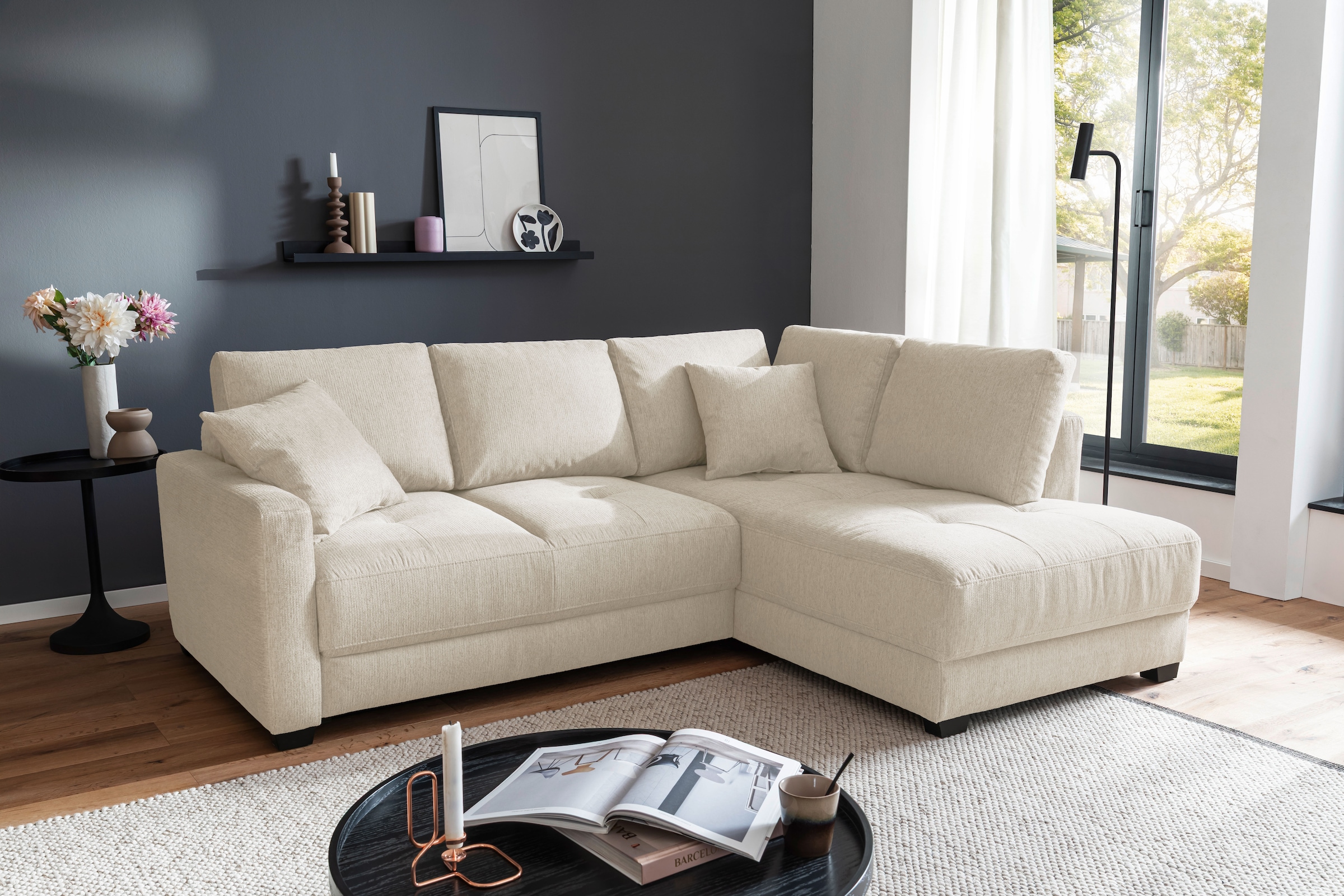 Mr. Couch Canapé d'angle »Pierre, L-Form mit BoxSpring« Mit Boxpring-Taschenfederkern