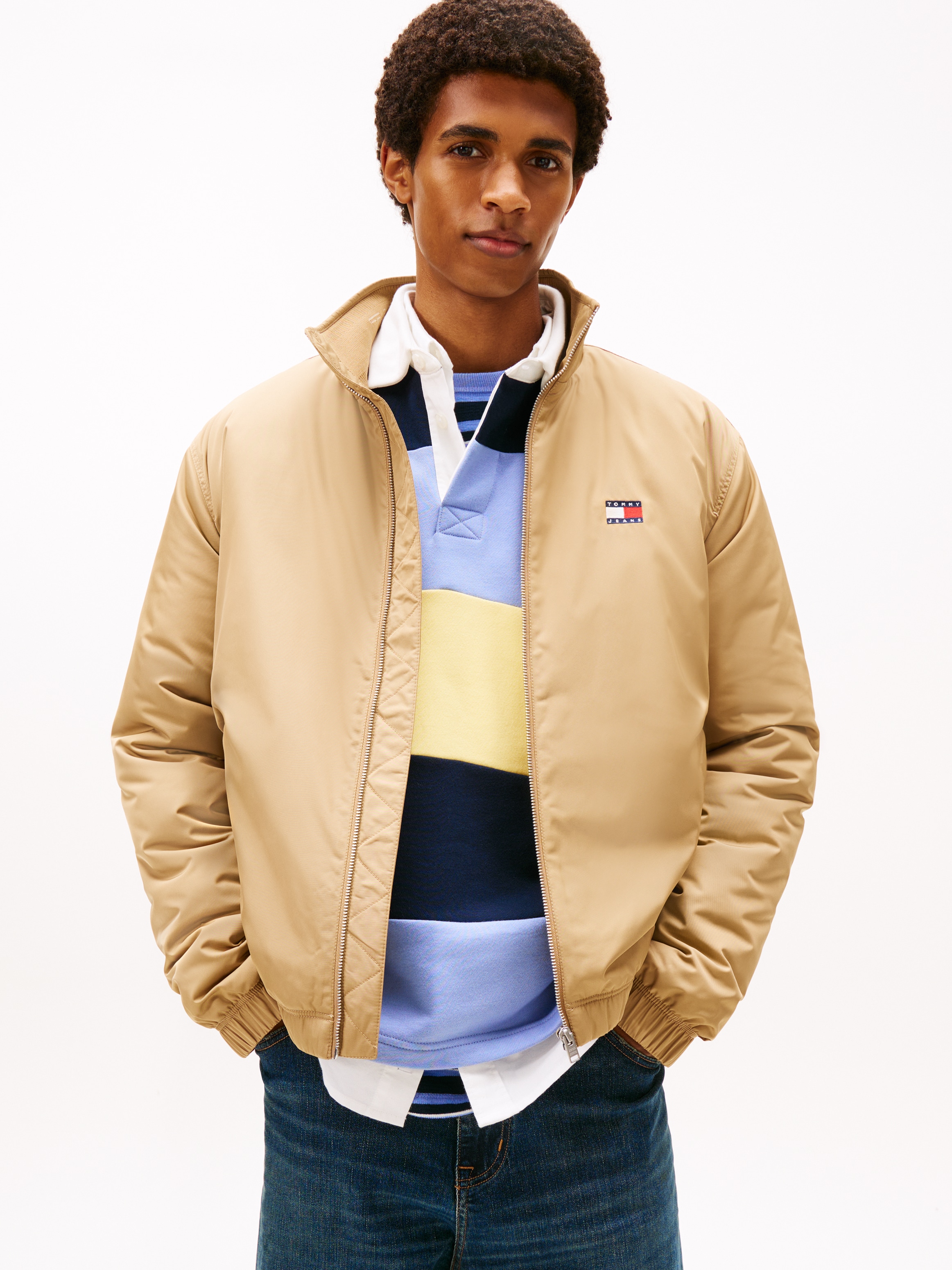 Tommy Jeans Blouson »TJM ESSENTIAL PADDED JACKET EXT« Freizeitjacke, Übergangsjacke glänzend, Stretchbündchen, Stehkragen