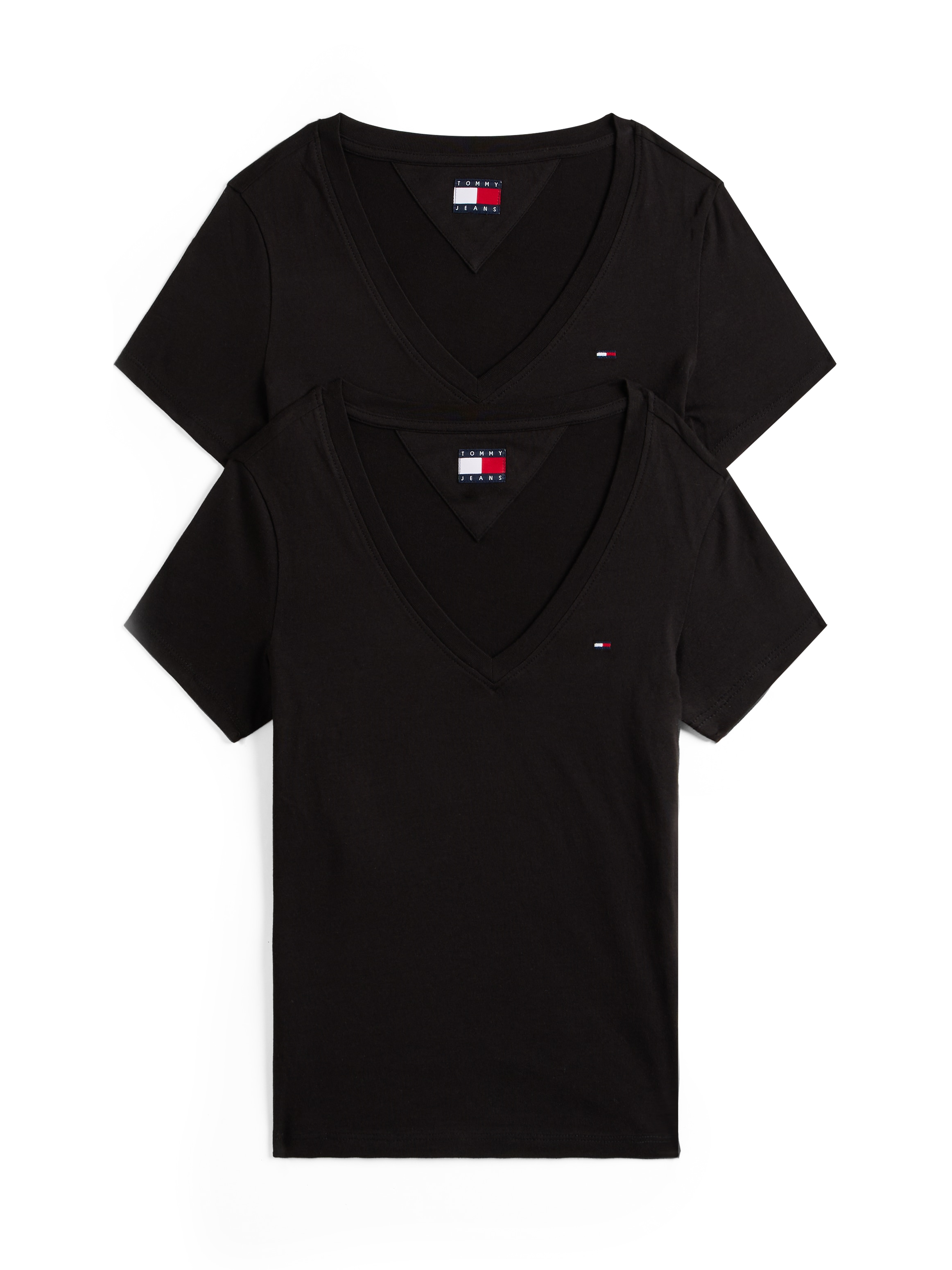 Tommy Jeans T-shirt »TJW 2PACK V-NECK TEE« Packung, 2-er Pack, 2 cuis mit Logostickerei