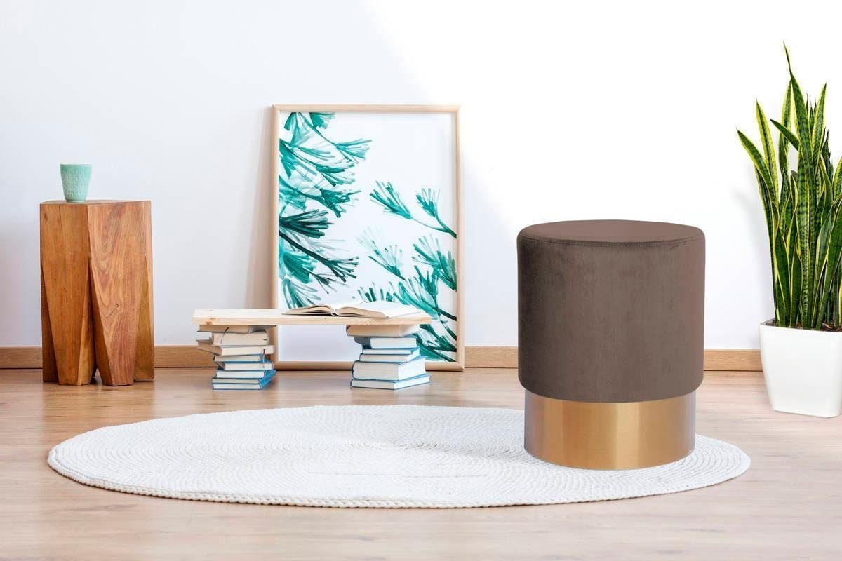 Kayoom »Nano 110, Hocker in stilvollem Design, runde Form, mit Fuss aus Metall« 1 Stk. tlg. Golz Akzente, mit pflegeleichtem Stoffbezug, runde Form