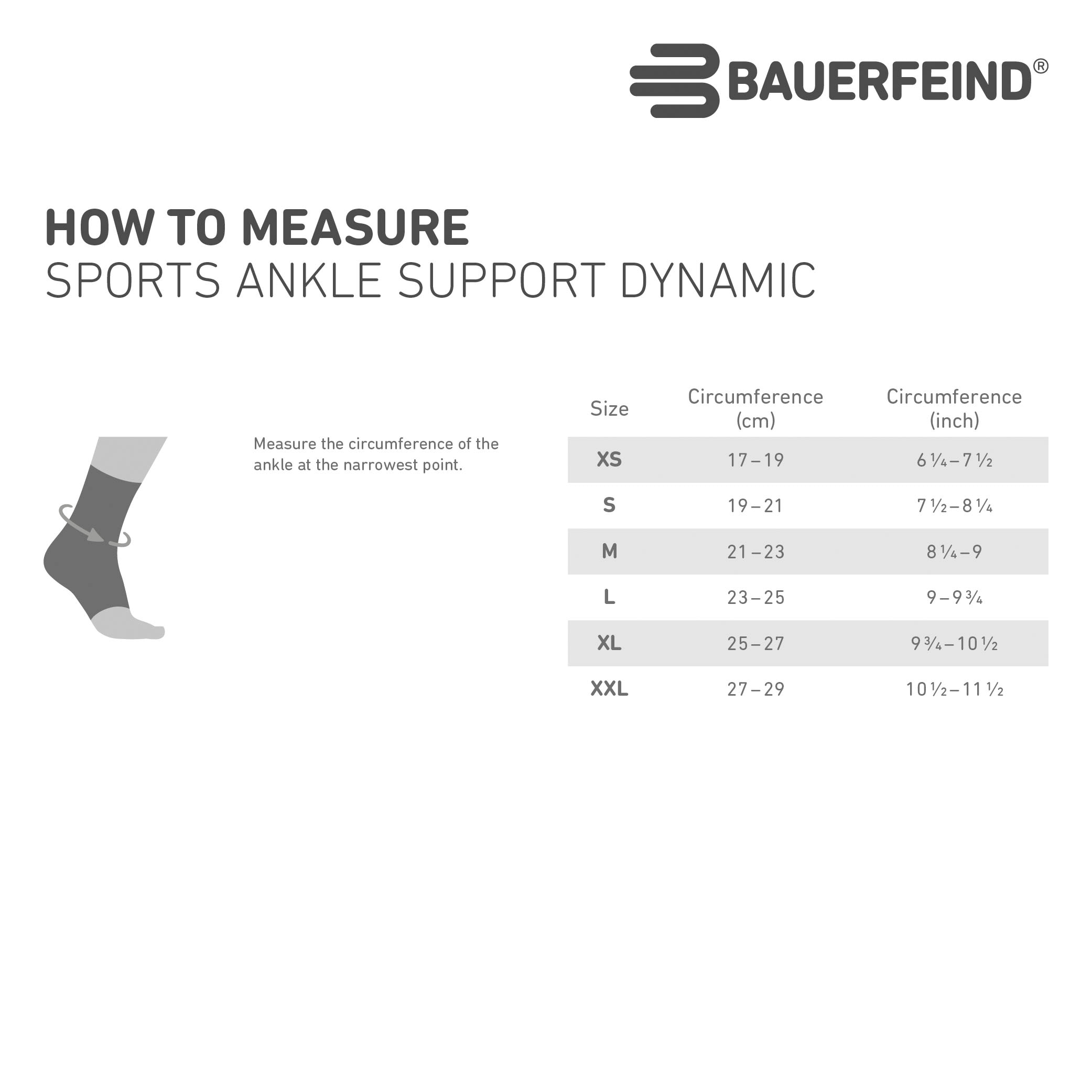 Bauerfeind Bandage pour la cheville »Ankle Support DYNAMIC« réversible, en coton, polyester et élasthanne