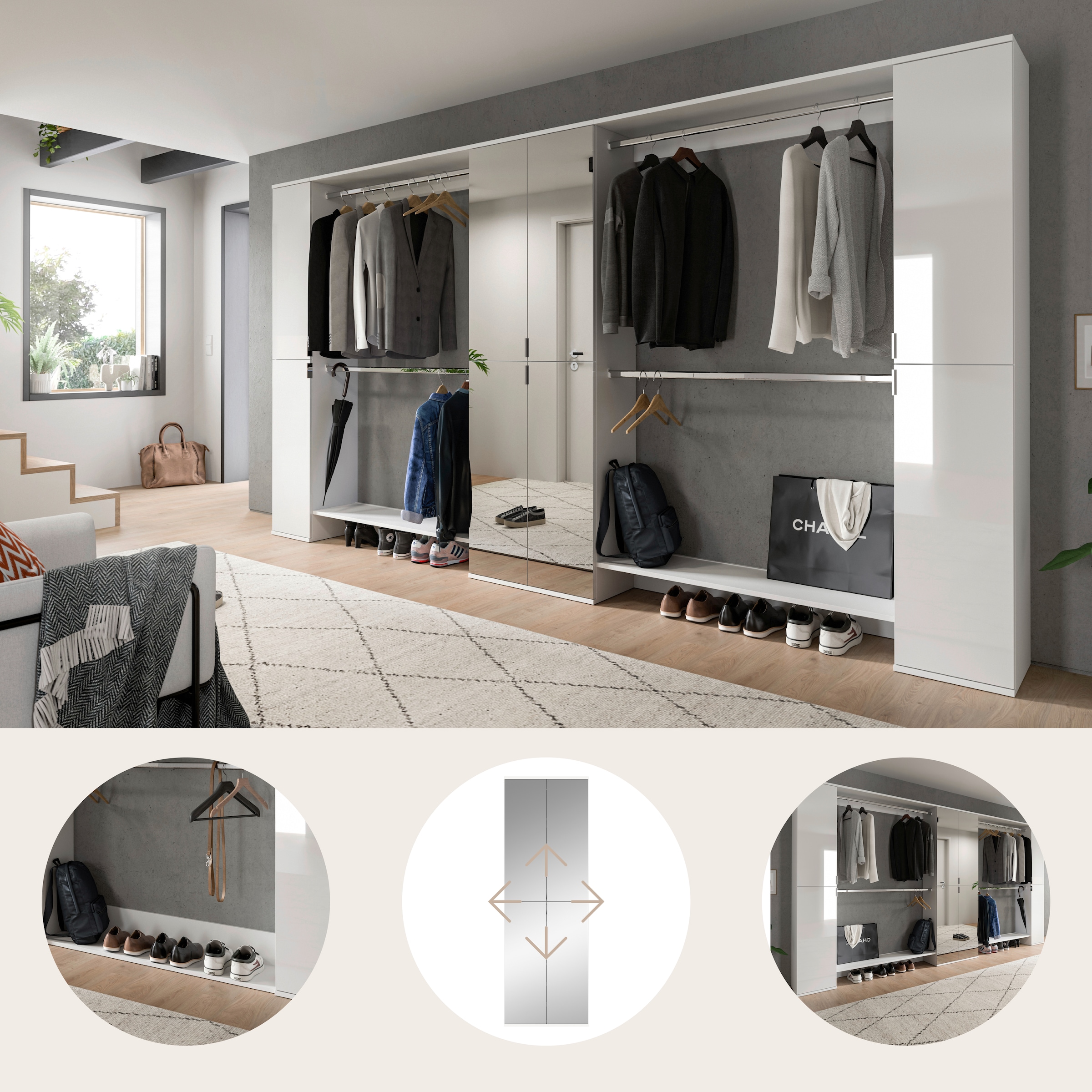 Home affaire Garderoben-Set »Trondheim, Garderobenset 5-tlg. Breite 341 cm,« 5 Stk. tlg.