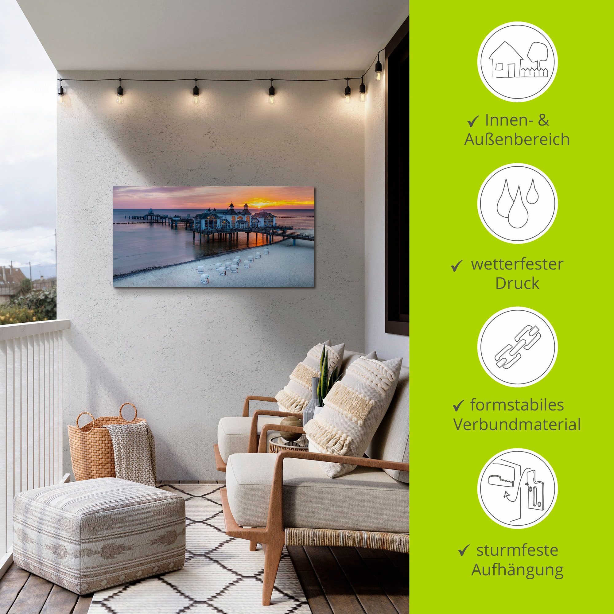 Artland Fresque murale »RÜGEN Seebrücke in Sellin Sonnenaufgang« 1 cuis tlg. als Alubild, Leinwandbild in verschied. Grössen