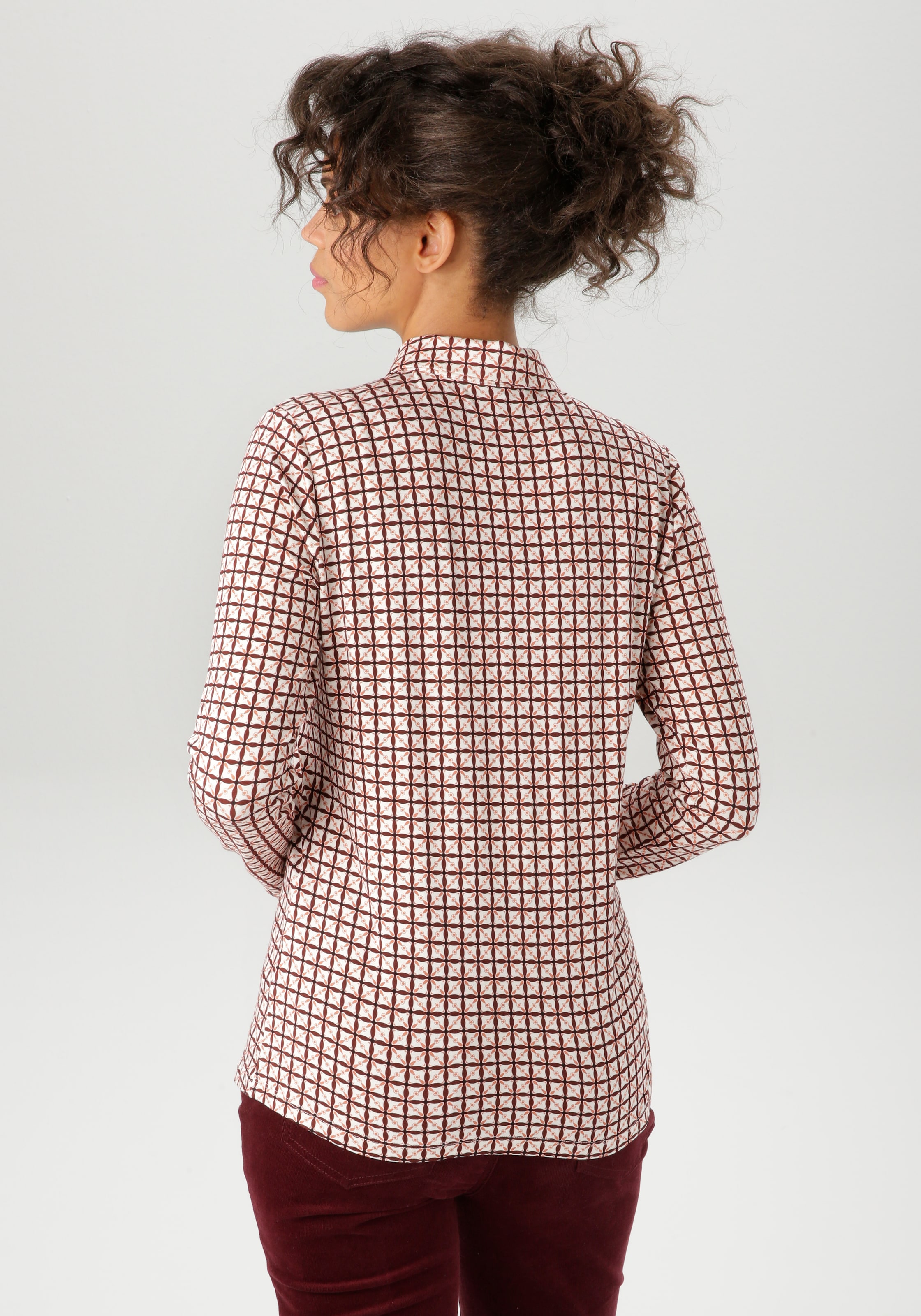Aniston CASUAL Hemdbluse mit farbharmonischem Retro-Muster - NEUE KOLLEKTION