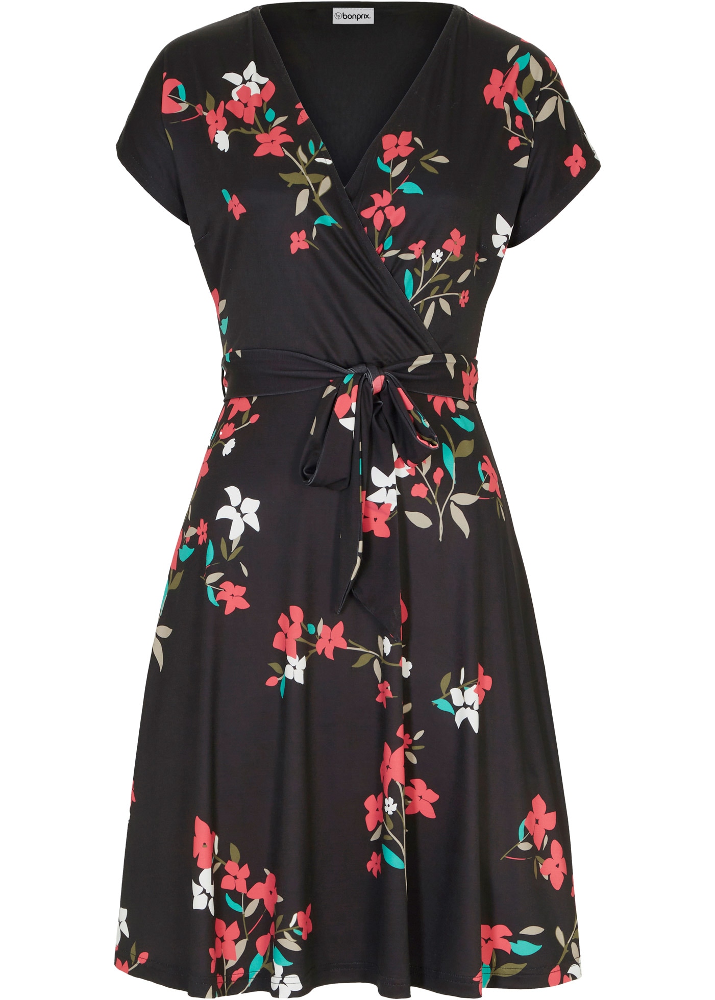 bonprix Robe en jersey für festliche Anlässe, Kurzarm, figurumspielende Passform