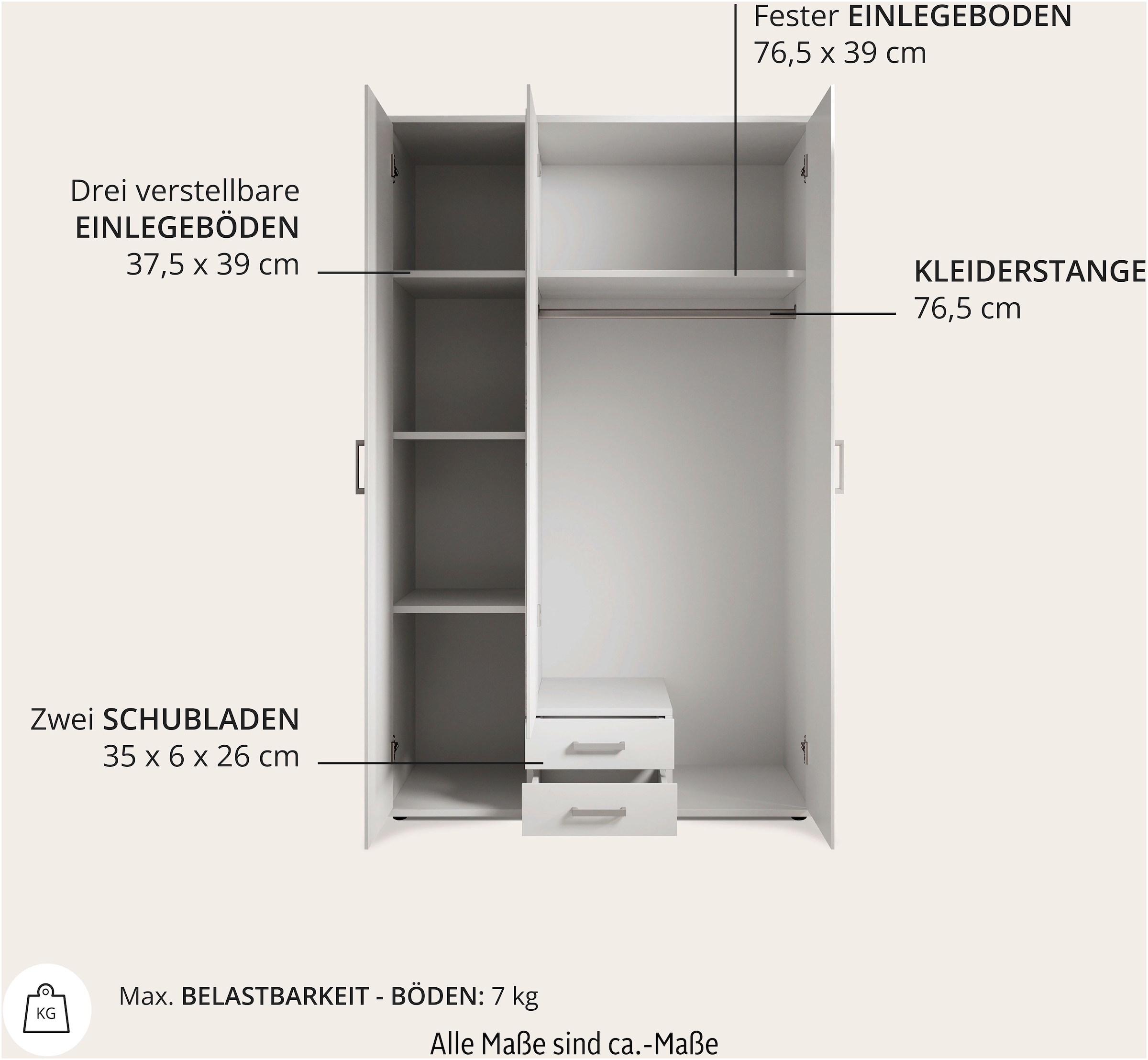 Schlafkontor Armoires à vêtements »Karl Drehtürenschrank Schlafzimmerschrank mit Spiegel Garderobe« in 2 Breiten, mit zusätzlichen Einlegeböden TOPSELLER