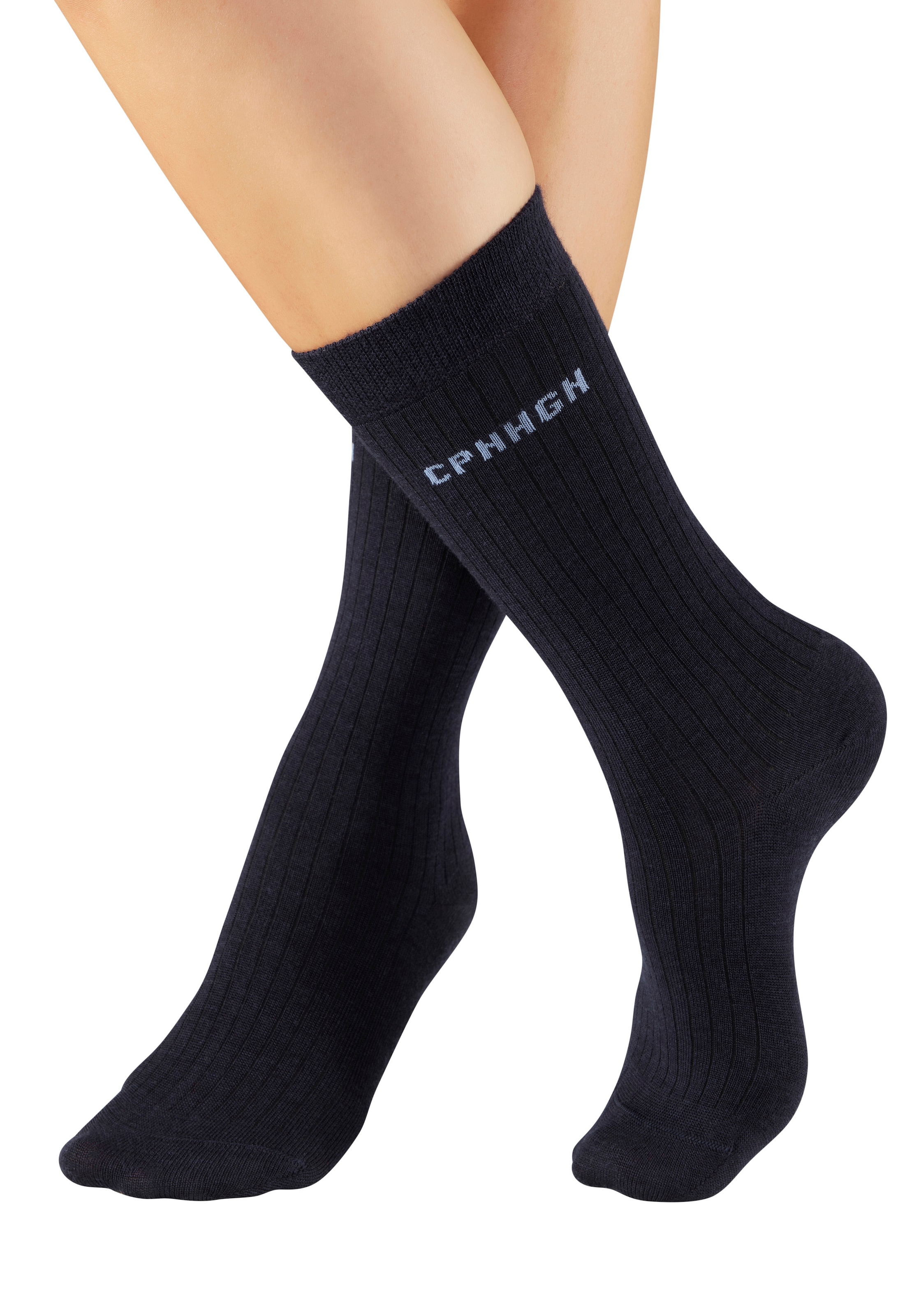 Copenhagen Studios Chaussettes basiques Paquet, 2 Couple tlg. Côtelé, avec laine chaude
