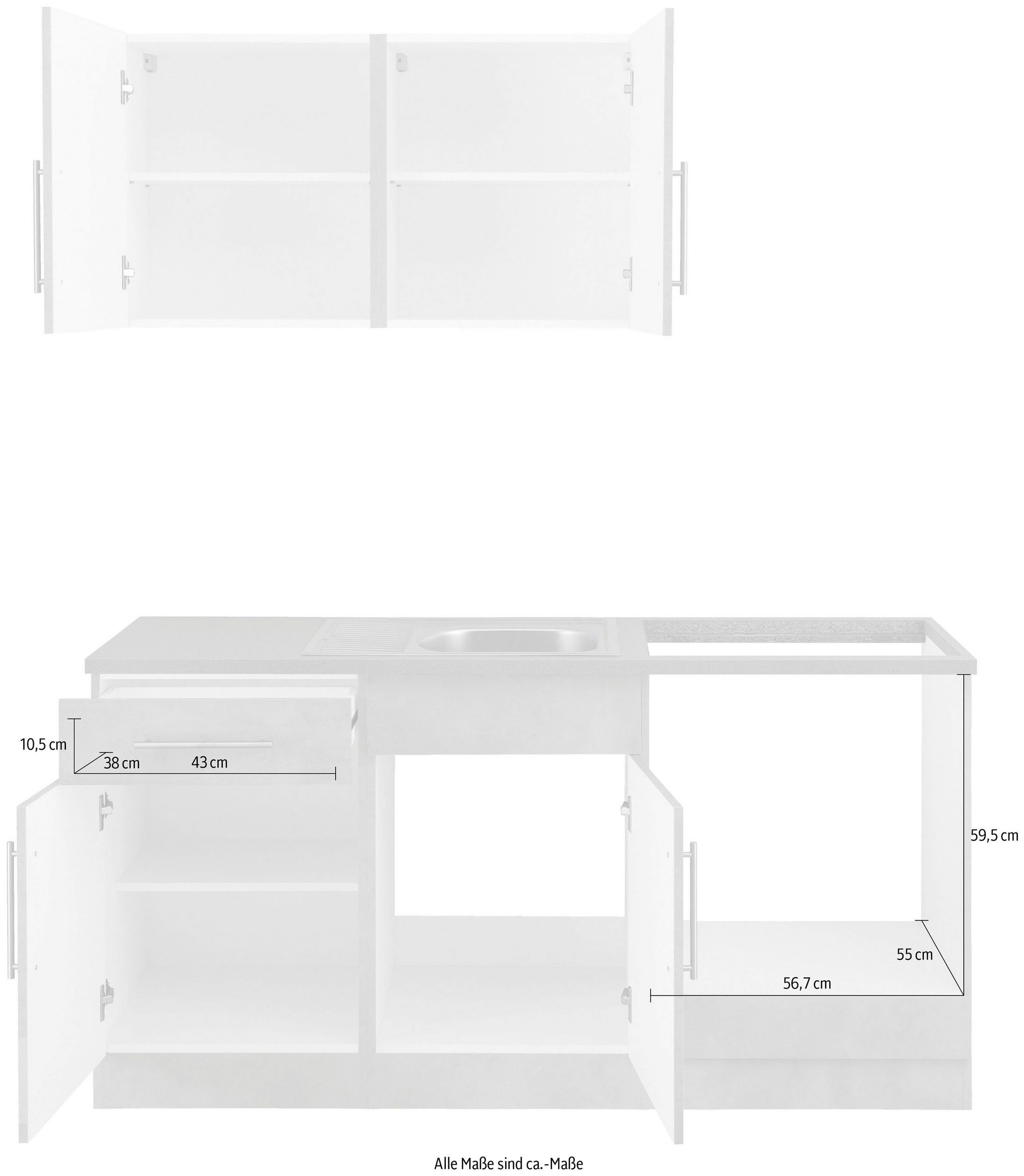 wiho Küchen Küche »Cali« wahlweise mit E-Geräten, Breite 160 cm