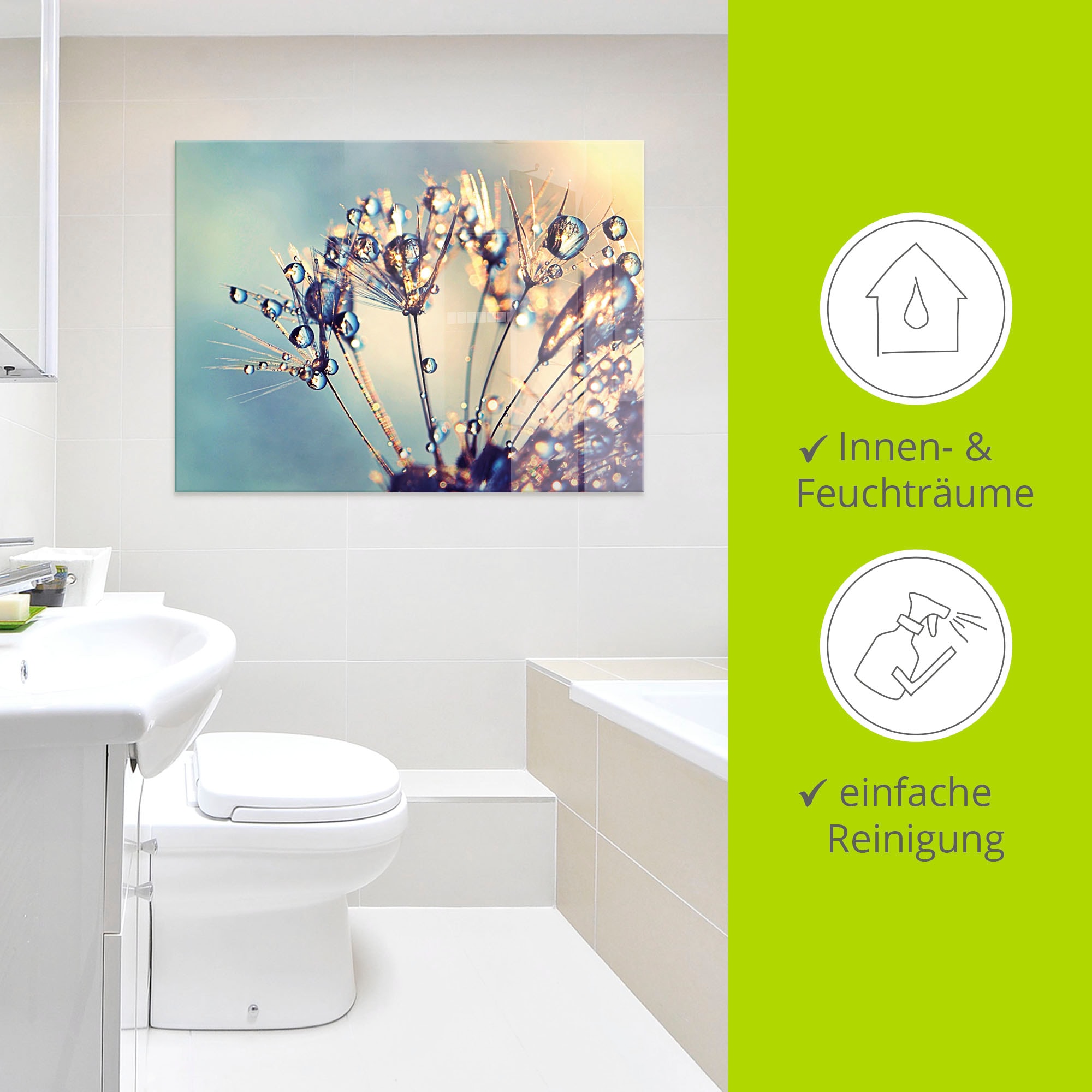 Artland Tableau en verre »Pusteblume Glitzertau« 1 cuis tlg. in verschiedenen Grössen