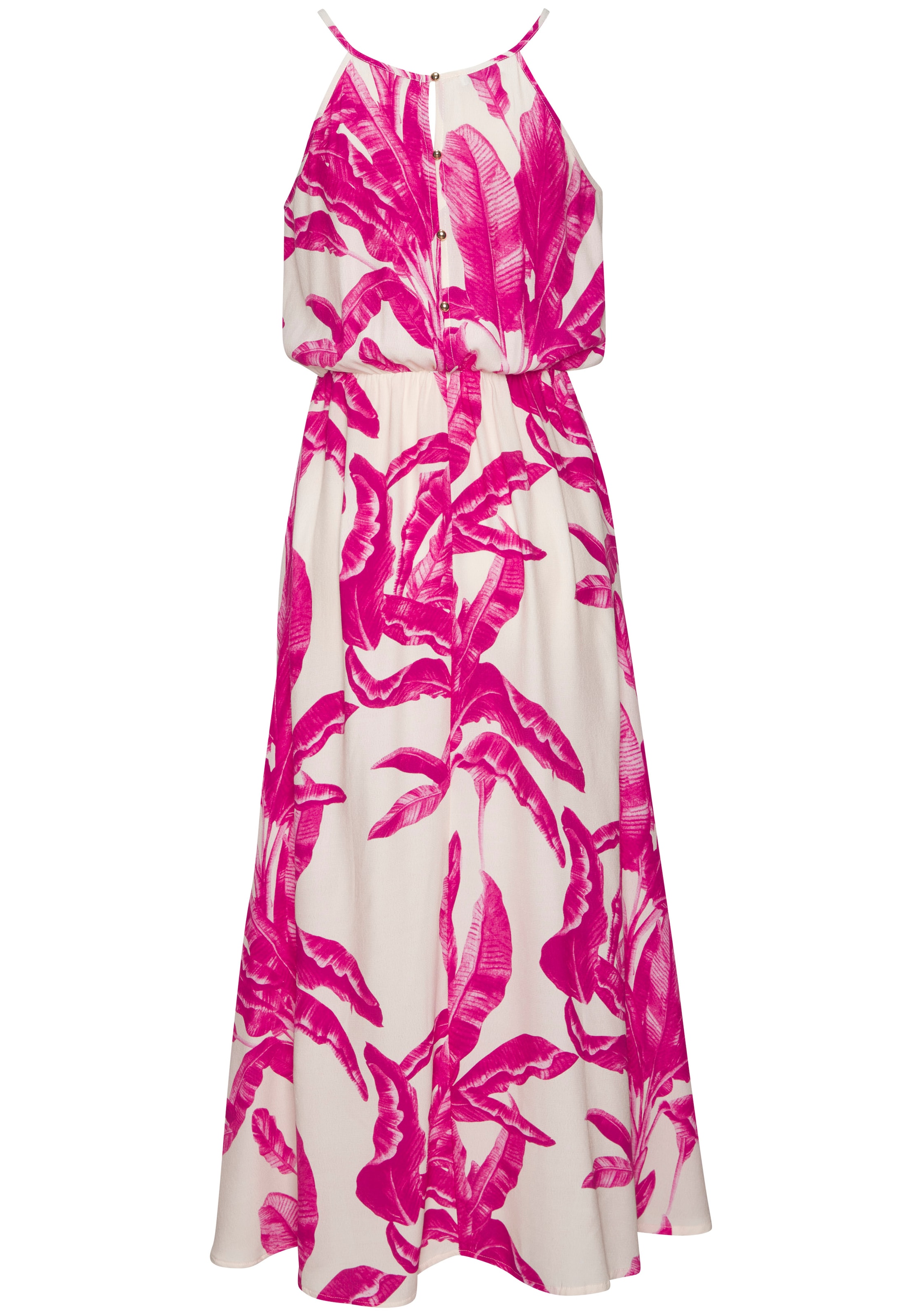 LASCANA Maxi robe »mit Alloverprint und Knopfleiste hinten, aus gewebter Viskose« luftiges Sommerkleid, elegantes Webkleid, casual