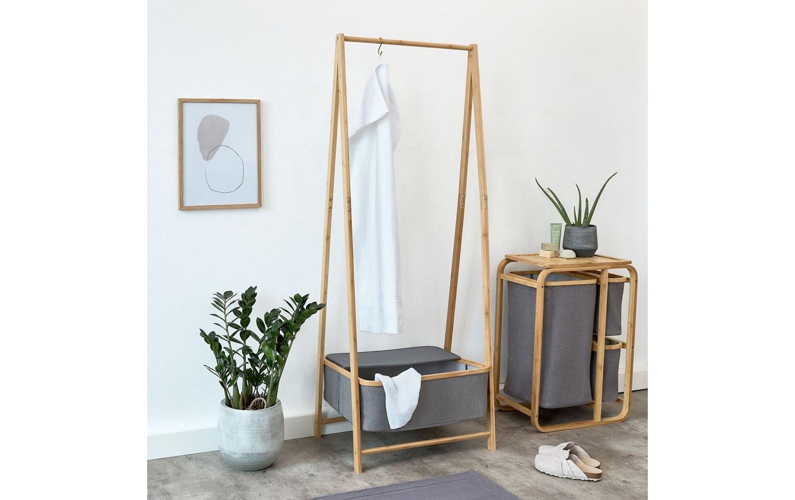 Lumaland Porte-manteau »aus Bambus 159 x 60 x 45 cm« Garderobenständer aus Bambus mit Box
