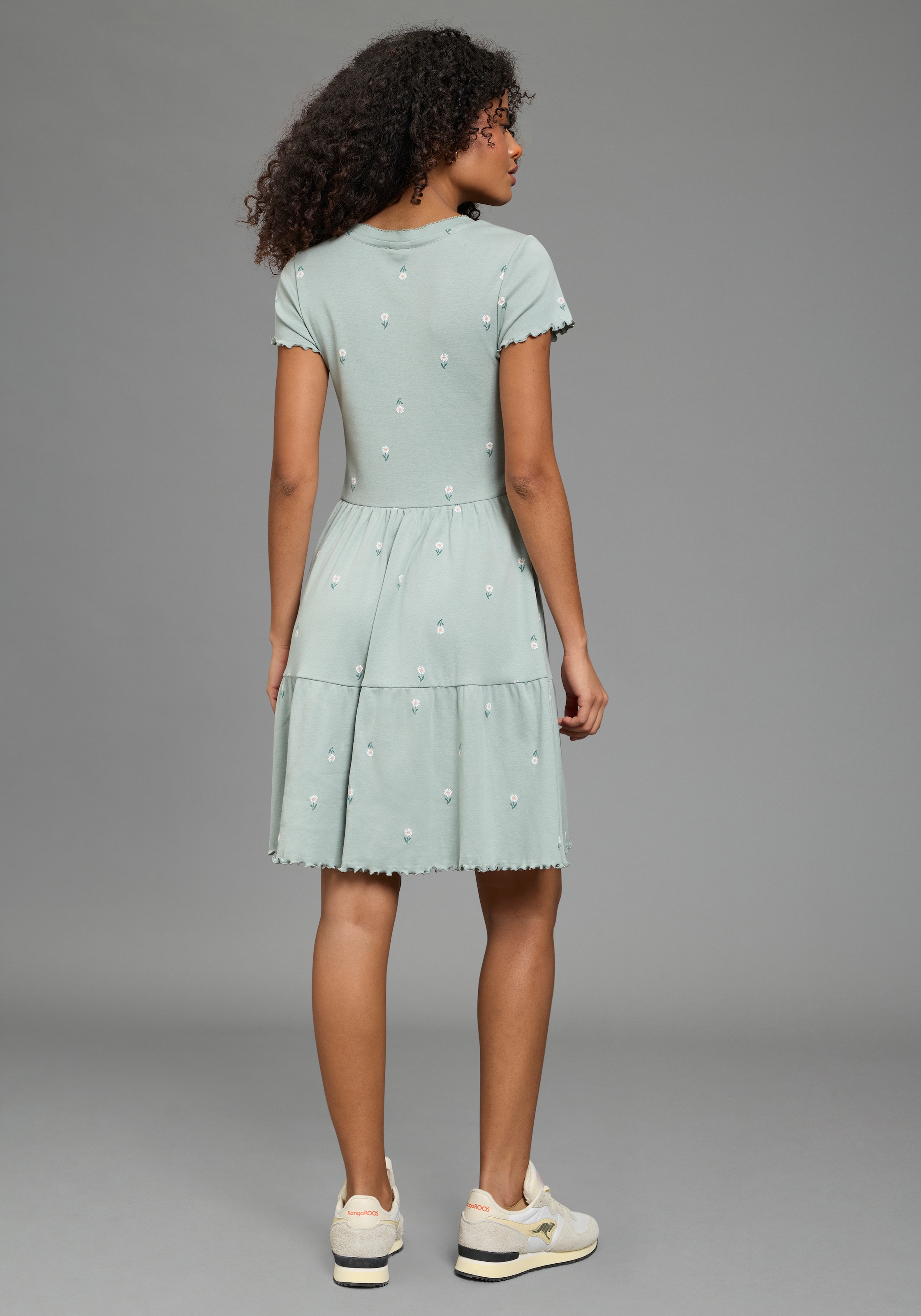 KangaROOS Jerseykleid mit Volants, für Casualmode und Streetwear, aus Baumwolle, Kurzarm