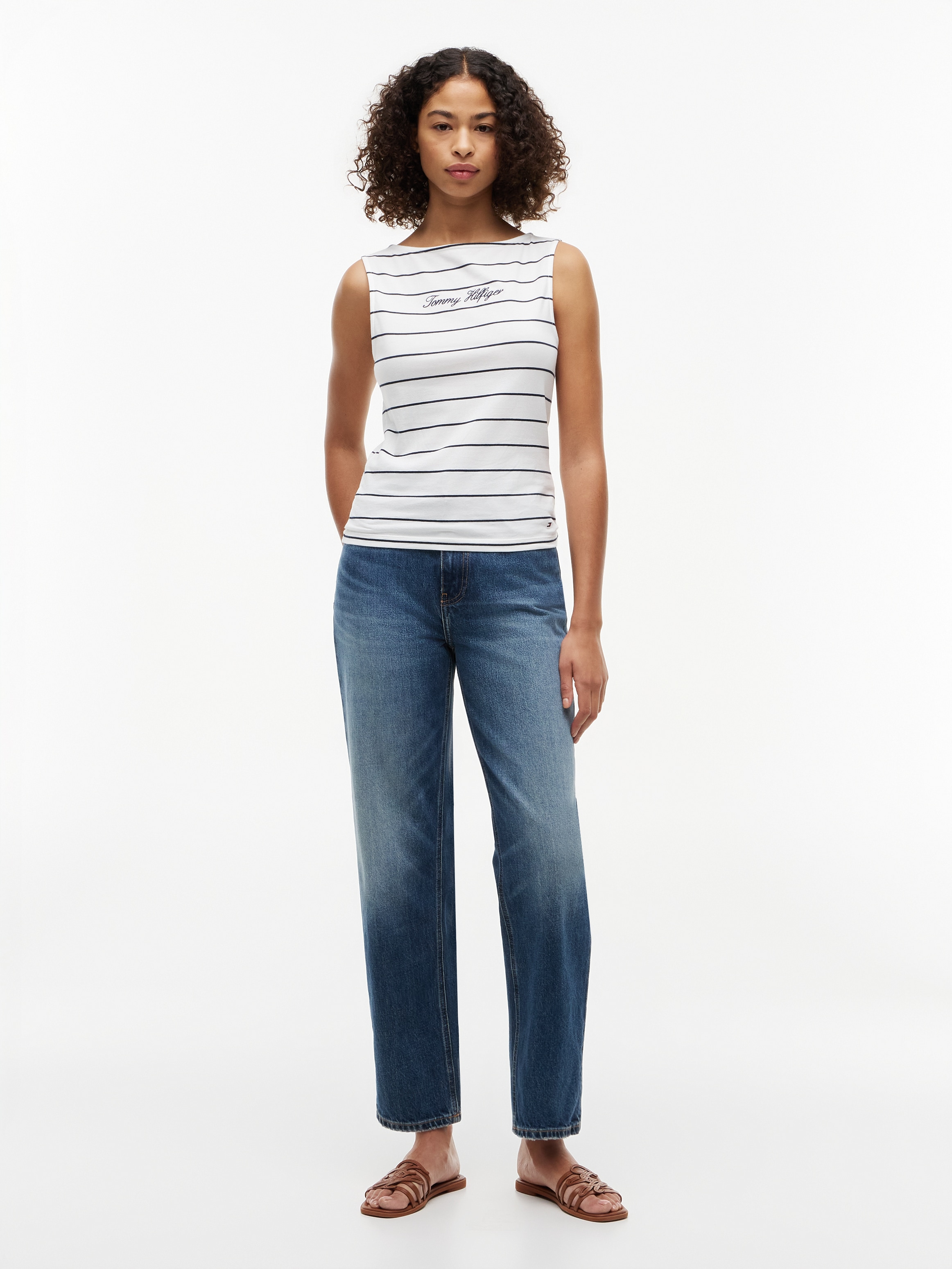 Tommy Hilfiger Débardeur »CLASSIC SCRIPT BOAT-NK TOP« Baumwollmischung, U-Boot Ausschnitt