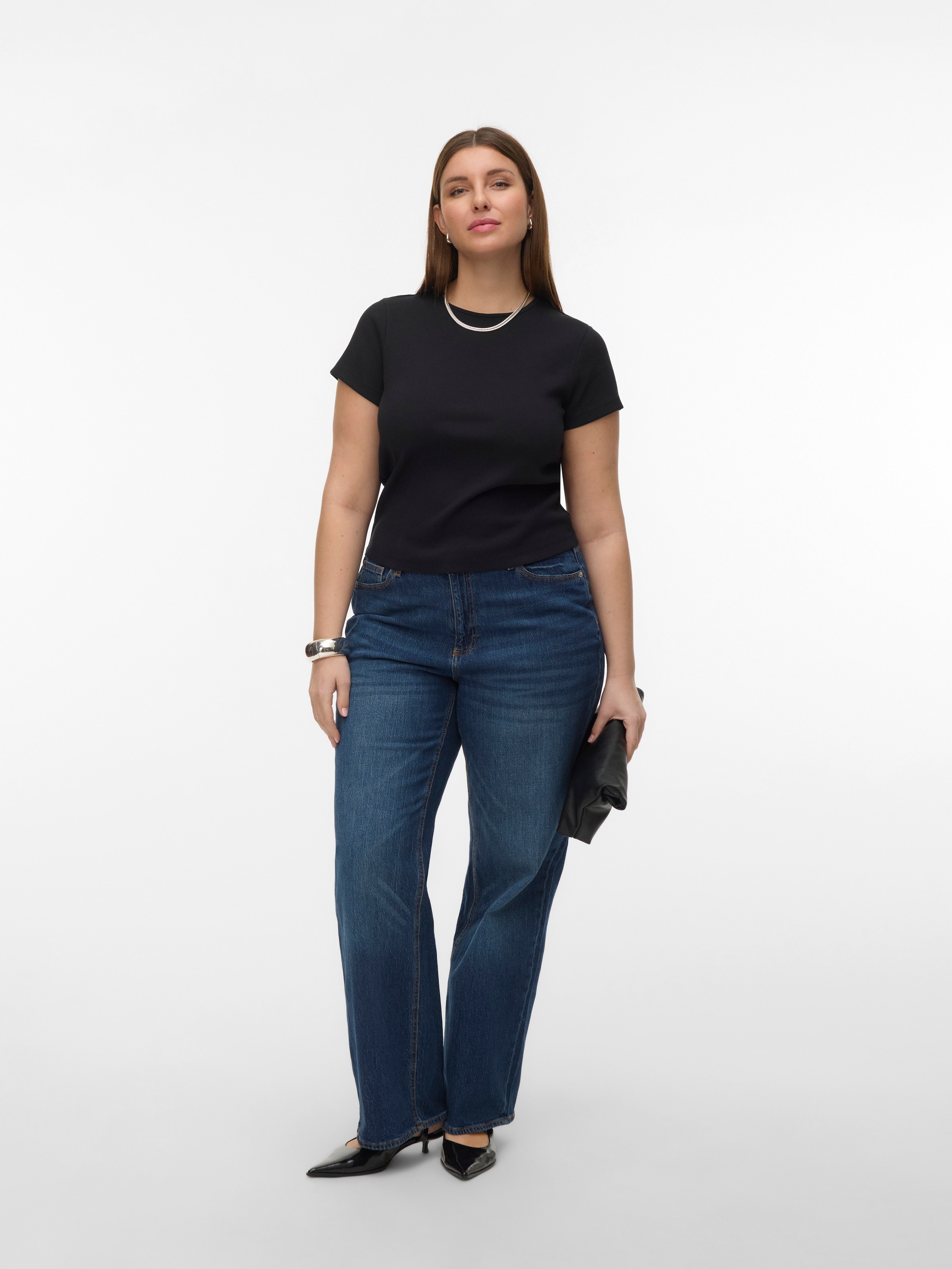 Vero Moda Curve T-shirt »VMCHLOE SS SHORT TOP GA JRS NOOS CUR« Baumwollmischung