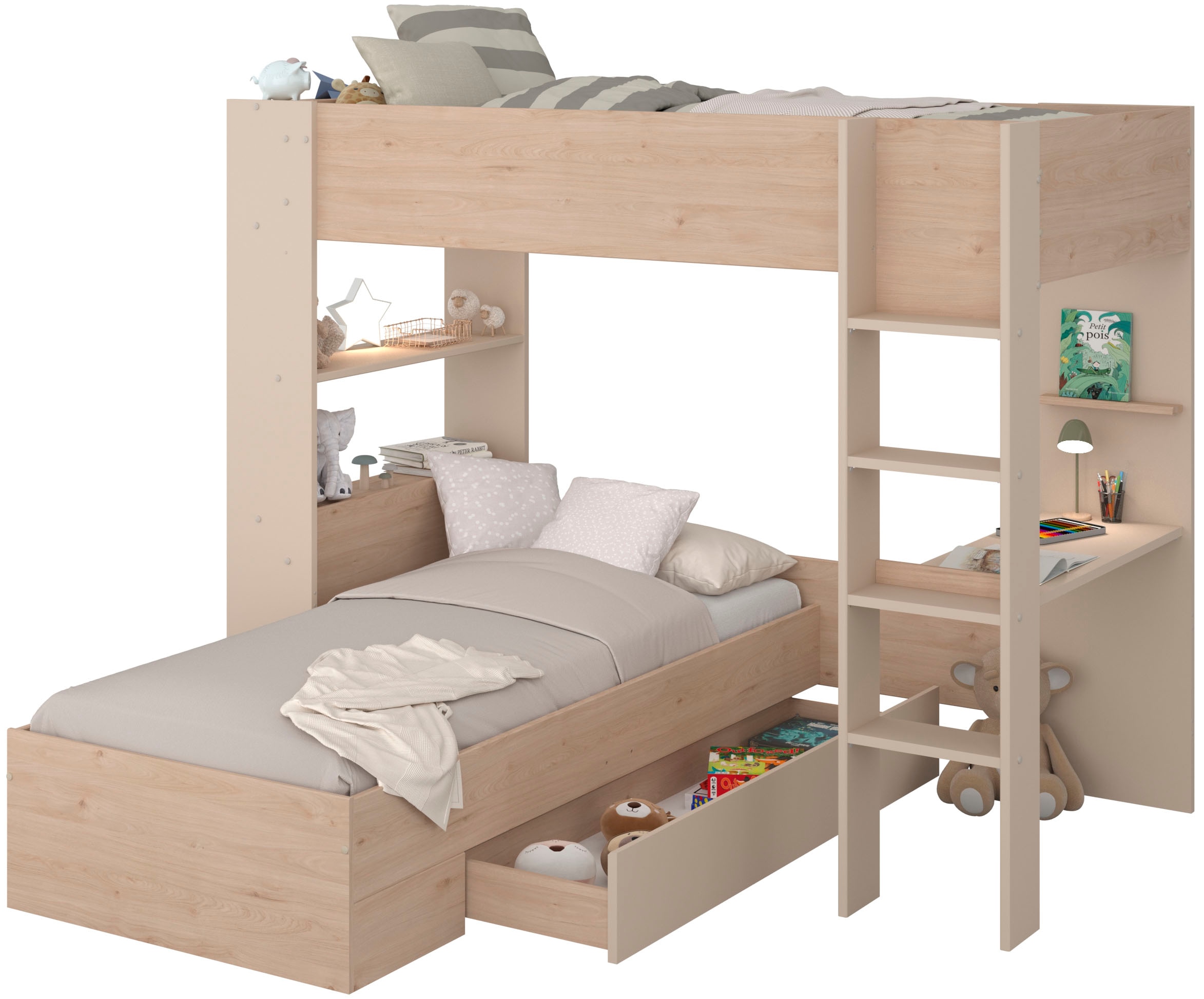 Parisot Lit superposé »Oasis 1« Ensemble,  4 variantes d'installation possibles, incl. 2 dessus de matelas