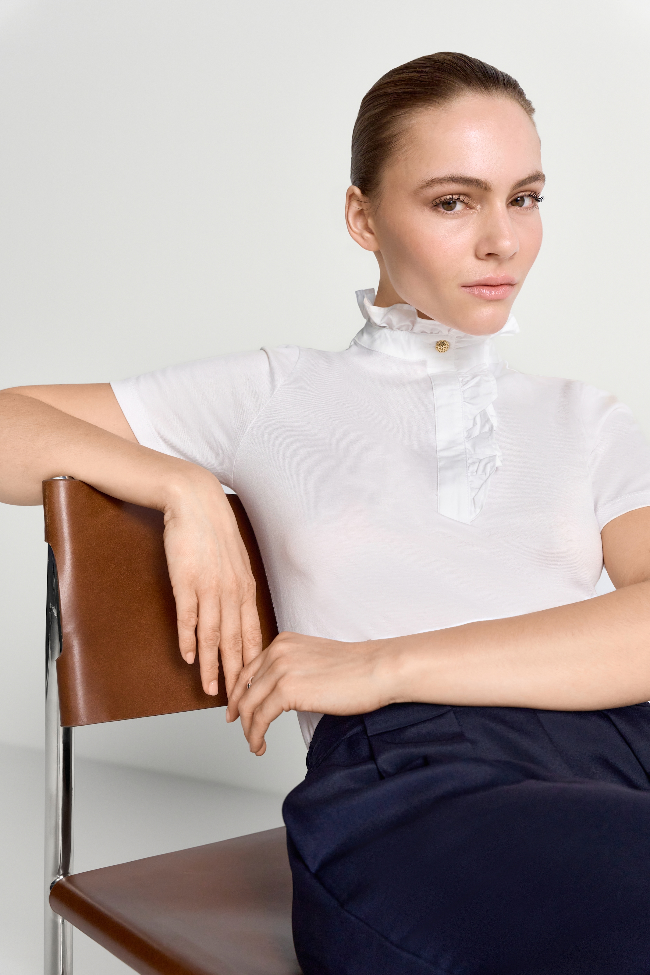 RICHROYAL T-shirt mit Rüschenkragen