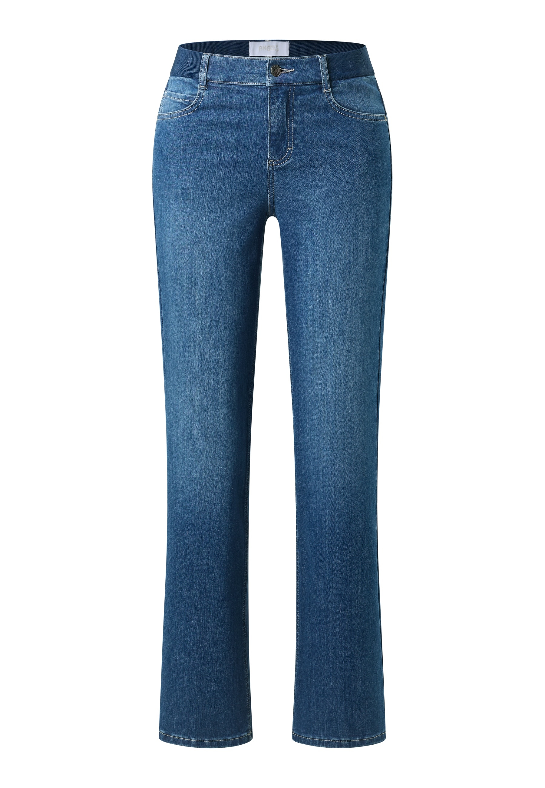 ANGELS Jeans à 5 poches »L. SPORTY« coupe large, avec passants de ceinture, forme à un bouton