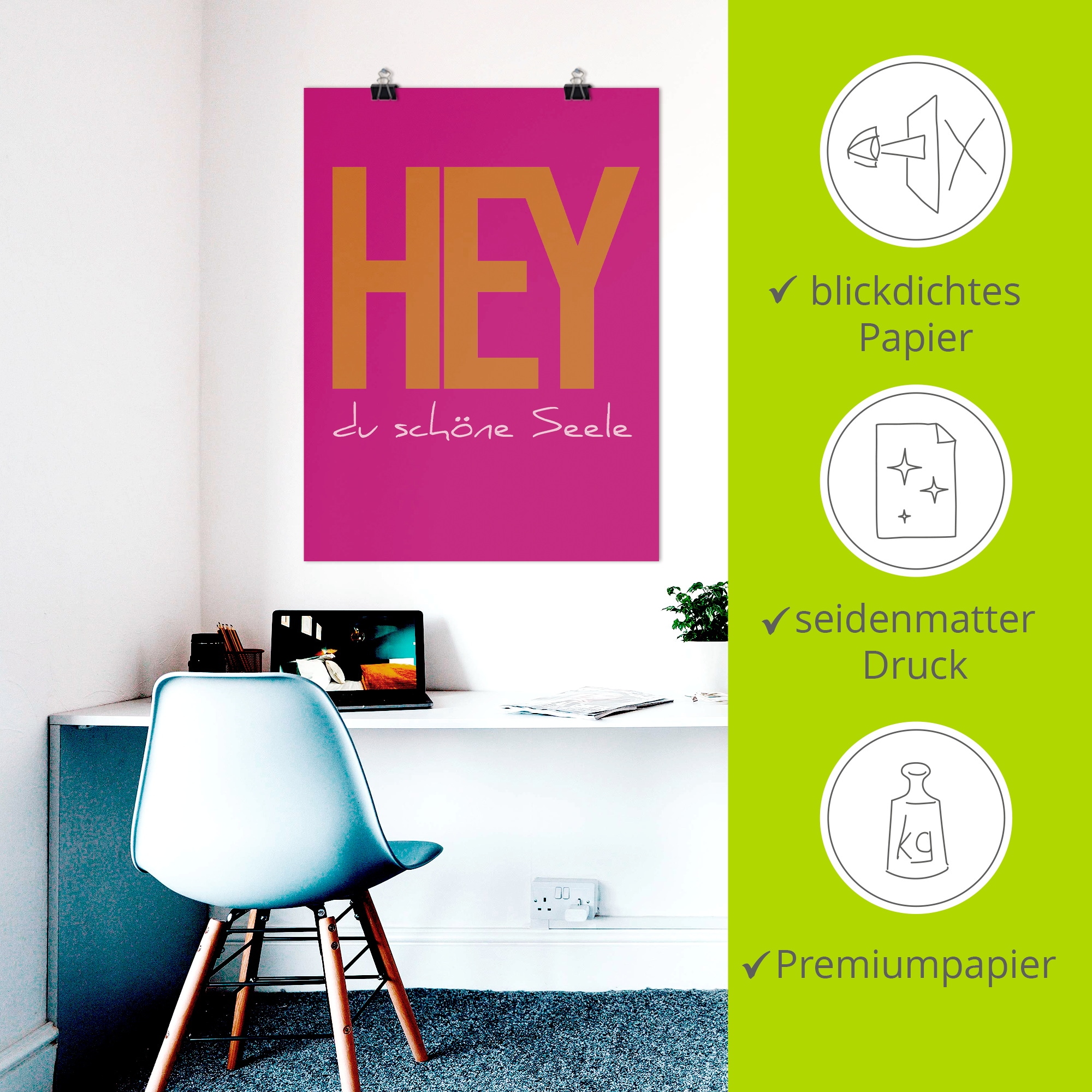 Artland Fresque murale »Hey du schöne Seele« 1 cuis tlg. als Alubild, Leinwandbild, Poster, Wandaufkleber in verschied. Grössen