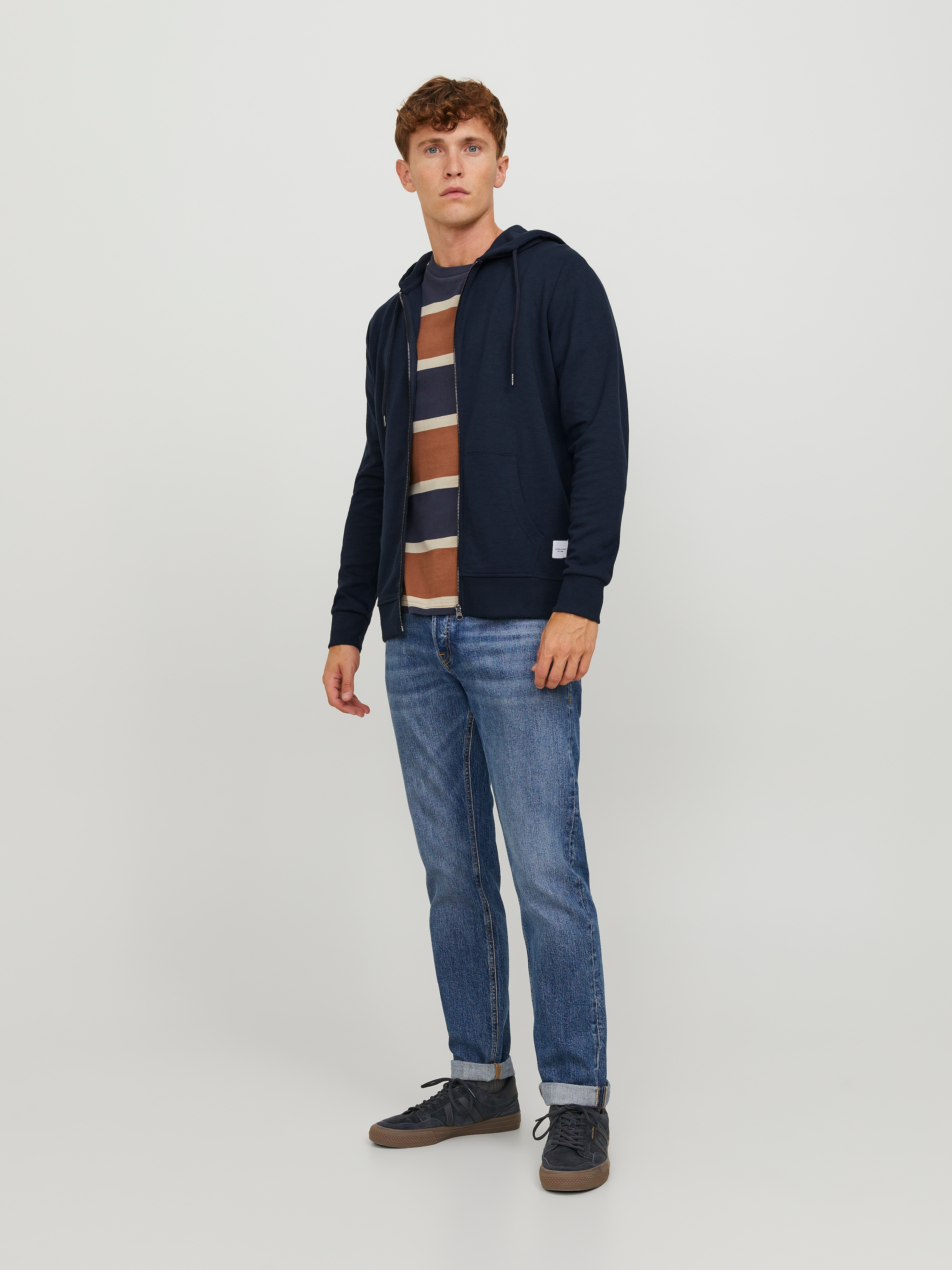 Jack & Jones Sweat à capuche »JJEBASIC Hoodie mit Rippbündchen und angenehmem Tragegefühl« unifarben, modisch, regular fit, Baumwollmischung, Rundhals