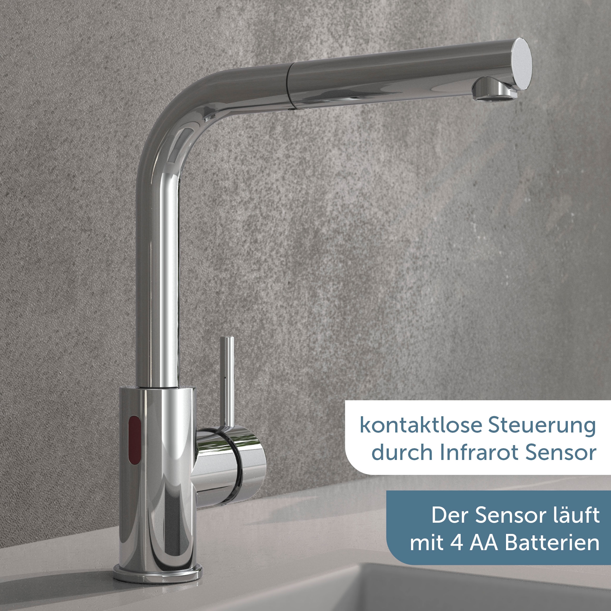 Schütte Robinet d'évier »VITAL« 1 cuis tlg. Technologie infrarouge/fonction Cold-Start/pivotant à 360° /fonction Eco-Click