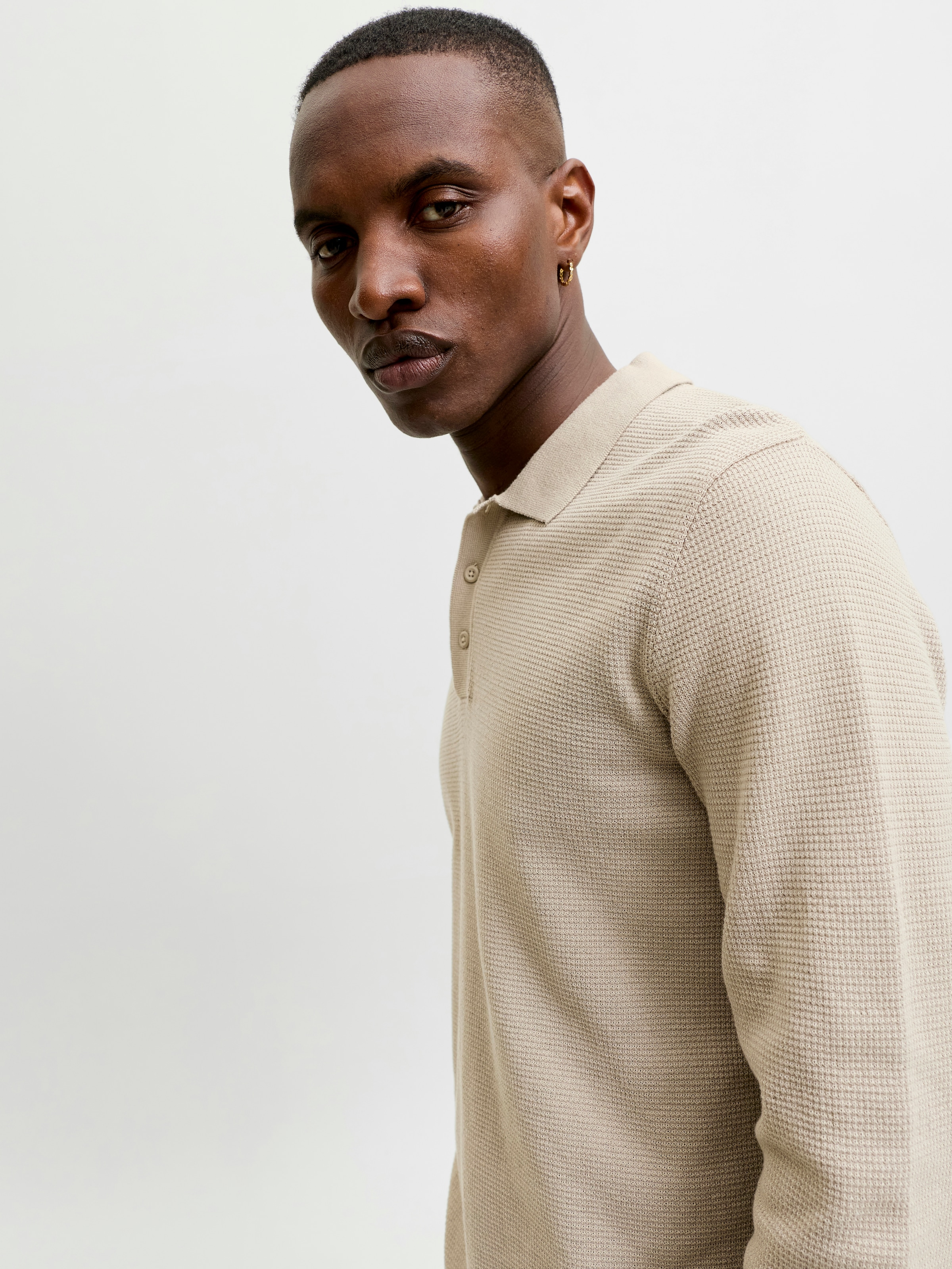 Jack & Jones Pull à col polo »JJEAUSTIN KNIT LS POLO SN« mélange coton, coupe régulière