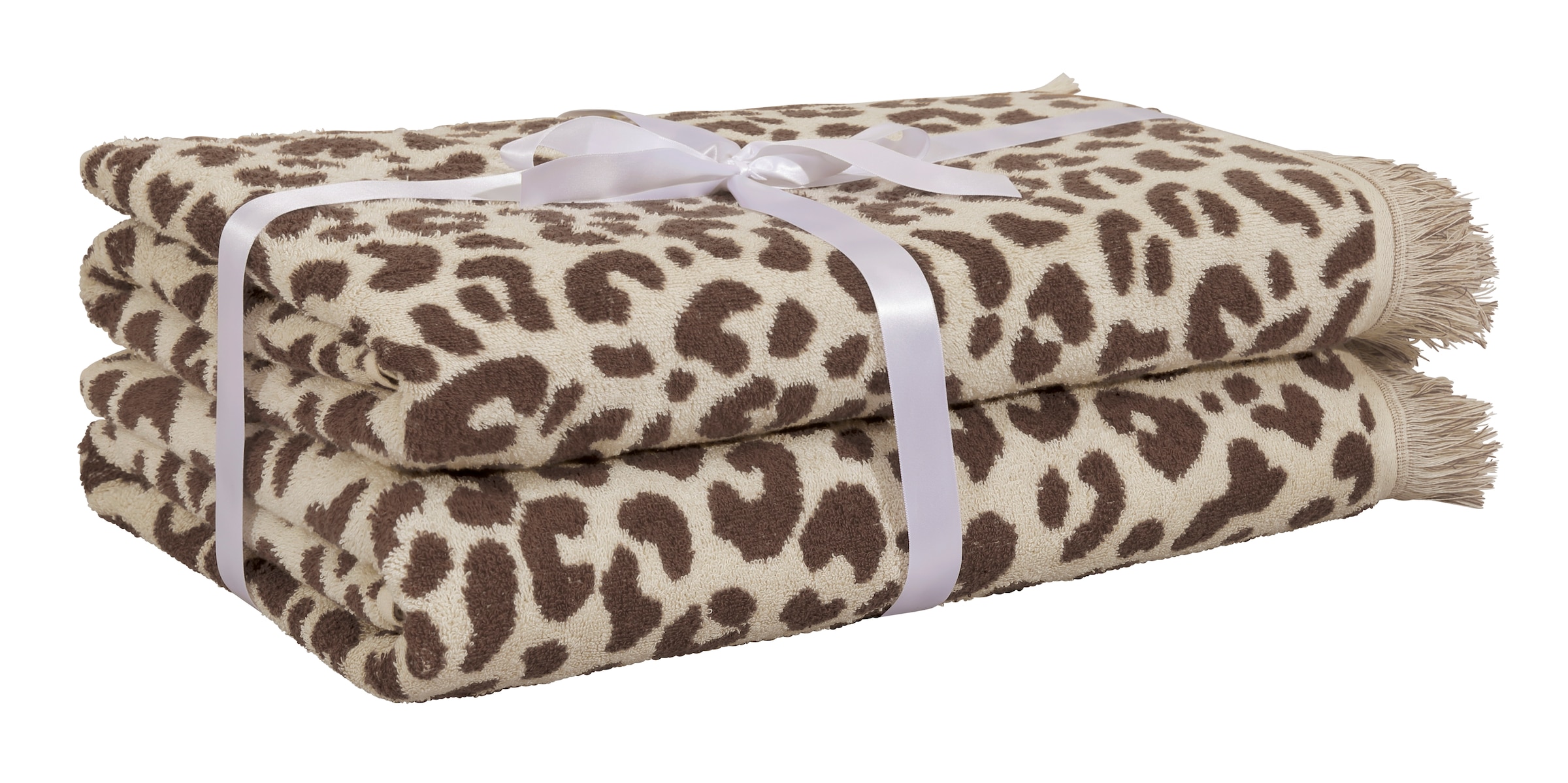 GOODproduct Strandtuch »Tiffani, Leopardenmuster, Premium Strandtücher 2-tlg, 500 gr/m²« 90x180 cm, Animal Print, Leo, modern, Urlaub, mit Fransen