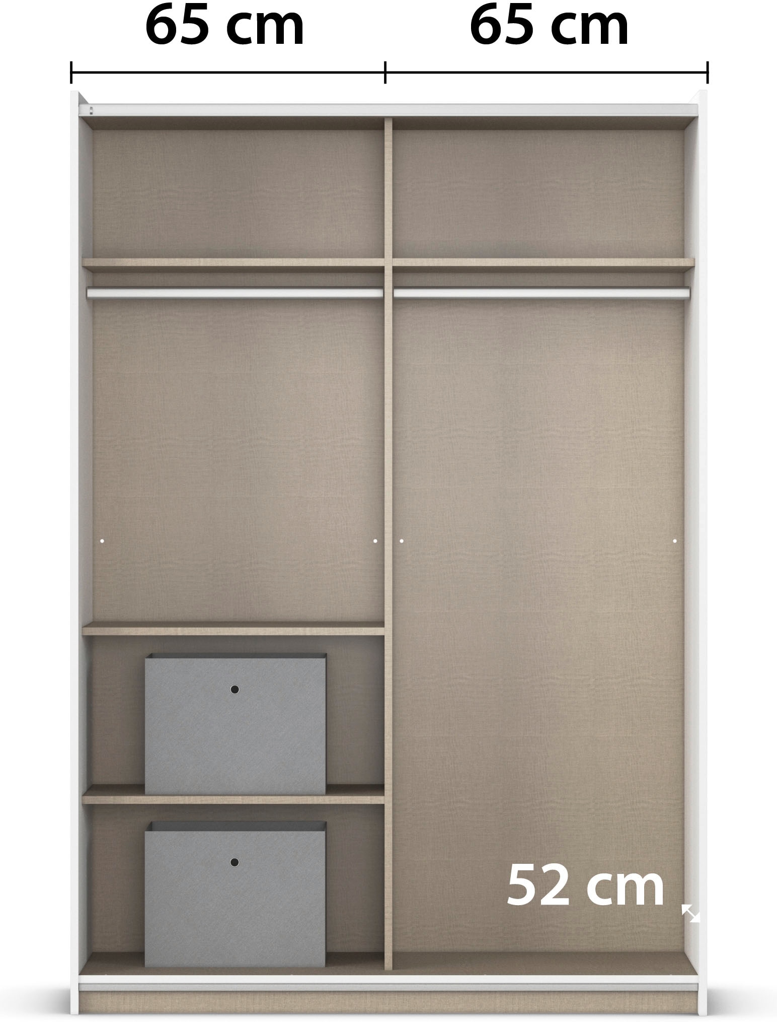 rauch Schwebetürenschrank »Kleiderschrank Schrank Garderobe REFLECT« inkl. praktischer Innenausstattung mit 2 Stoffboxen MADE IN GERMANY