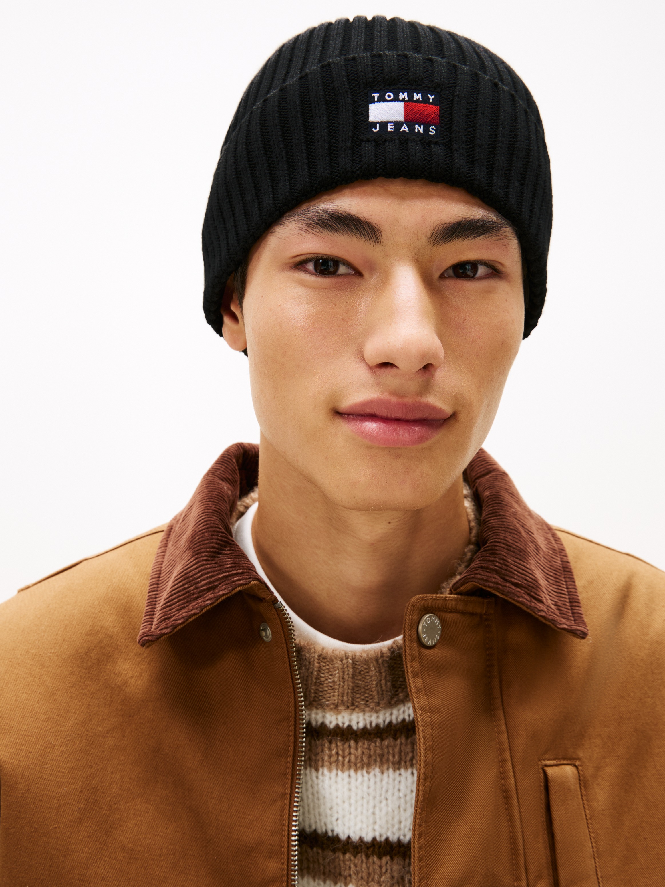 Tommy Jeans Bonnet »TJM HERITAGE CORE« maille côtelée, revers, coupe normale