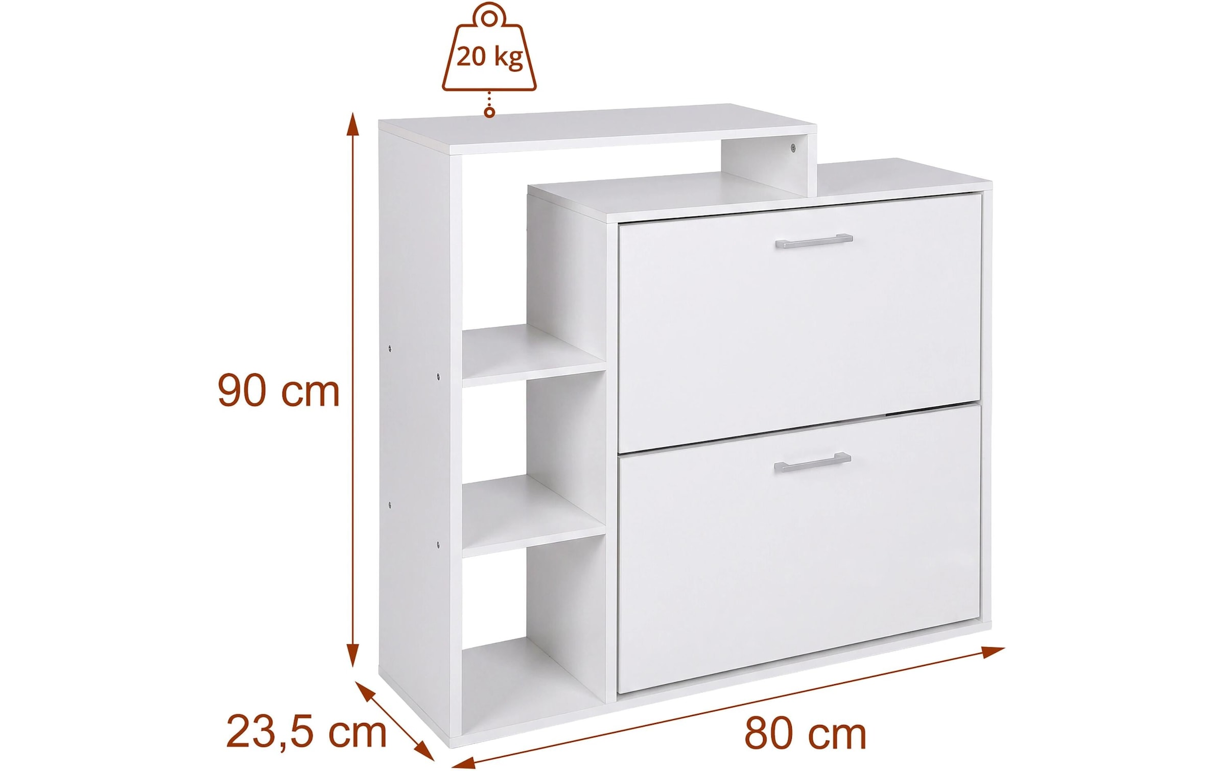 relaxdays Armoire à chaussures »Schuhkipper 80 x 90 cm, Silber/Weiss«