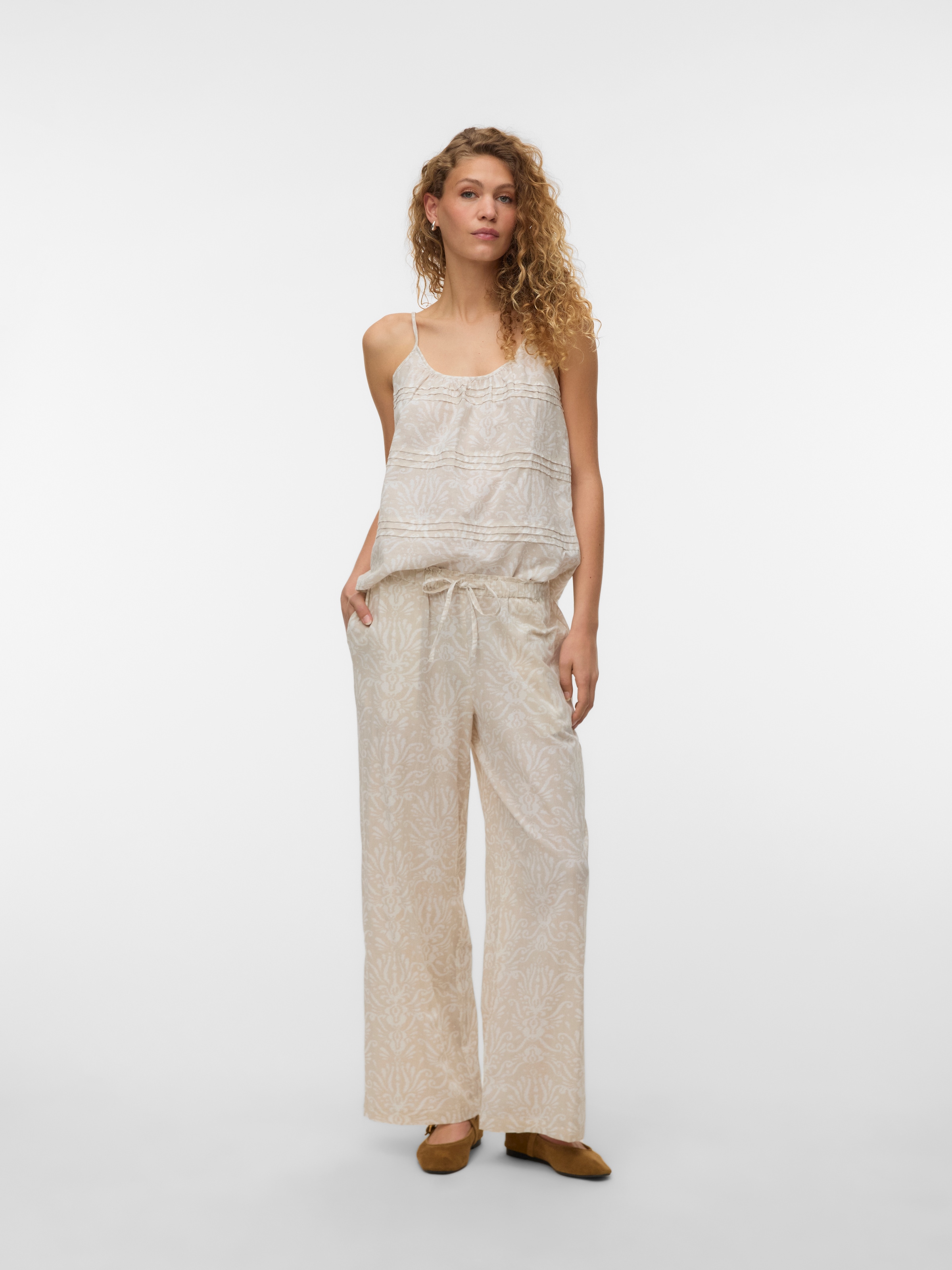 Vero Moda Pantalon à enfiler »VMDICTHE NW WIDE TIE PANT WVN GA«  Coton, oversize