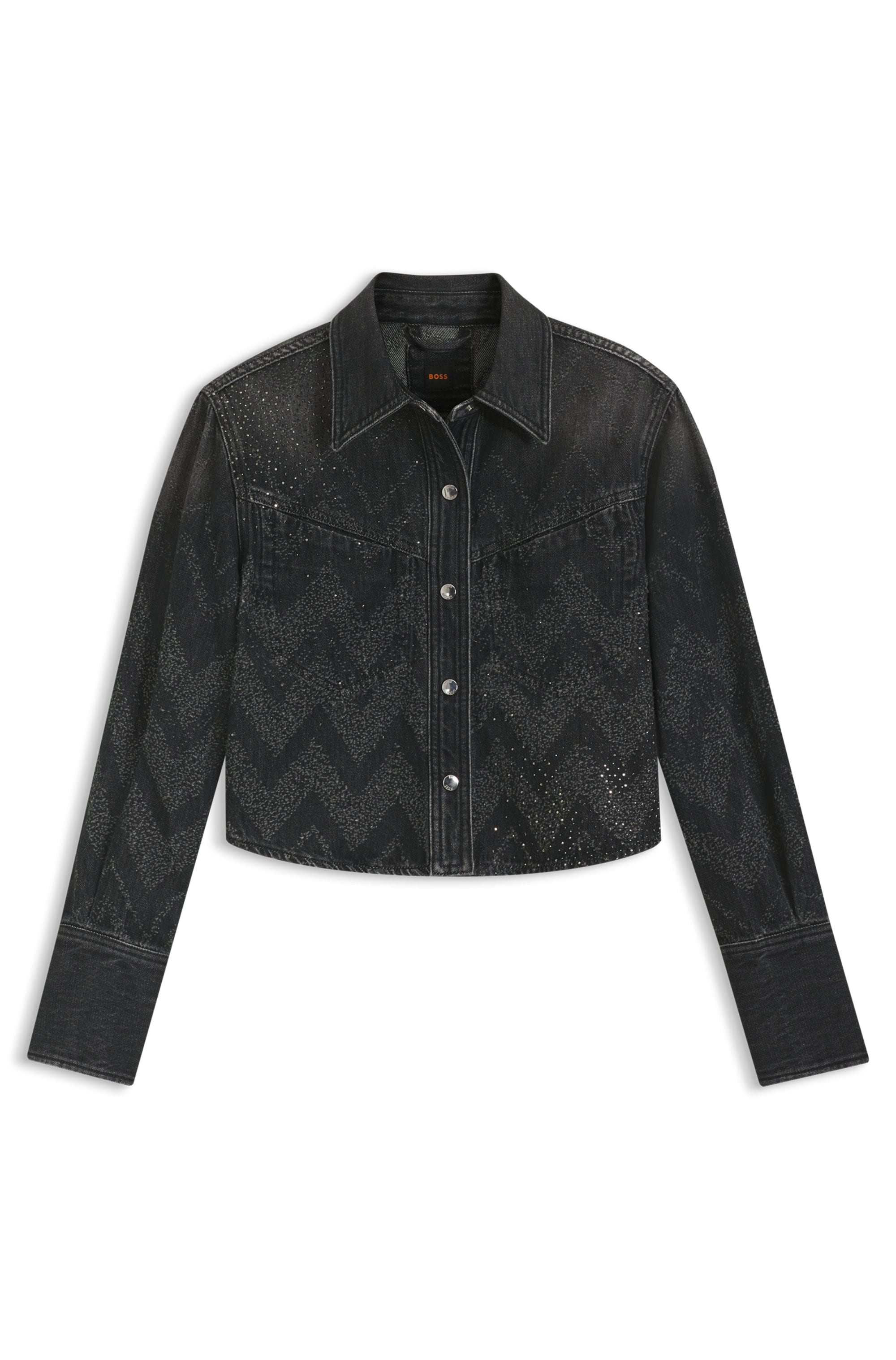 BOSS ORANGE Blouse chemise »SHIRT LS 1.0 Premium Damenmode« in verkürzter Länge, mit Lasertextur