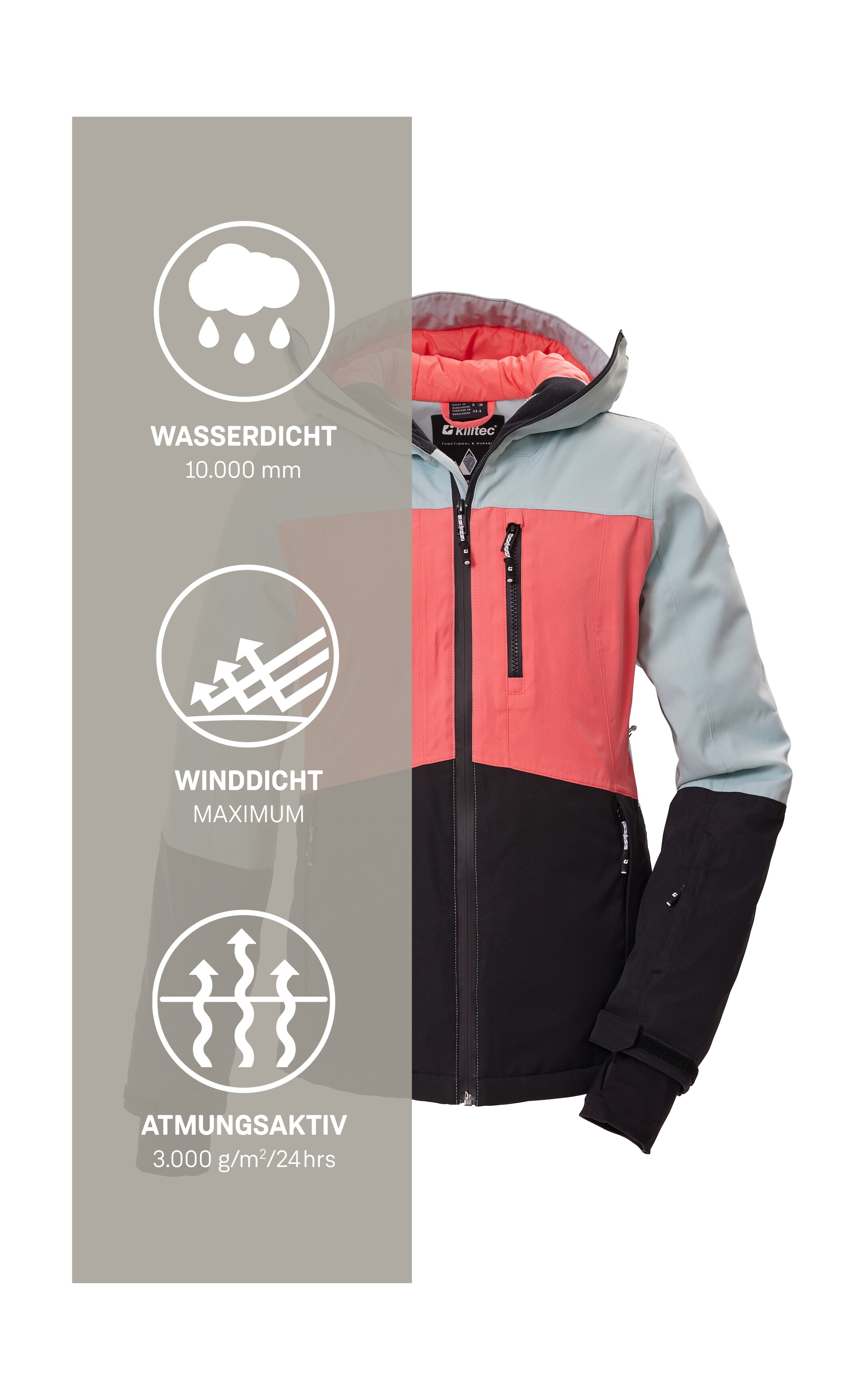 Killtec Skijacke »KSW 277 WMN SKI JCKT« Wasserdichte Damenjacke mit Schneefang, verstellbar und atmungsaktiv