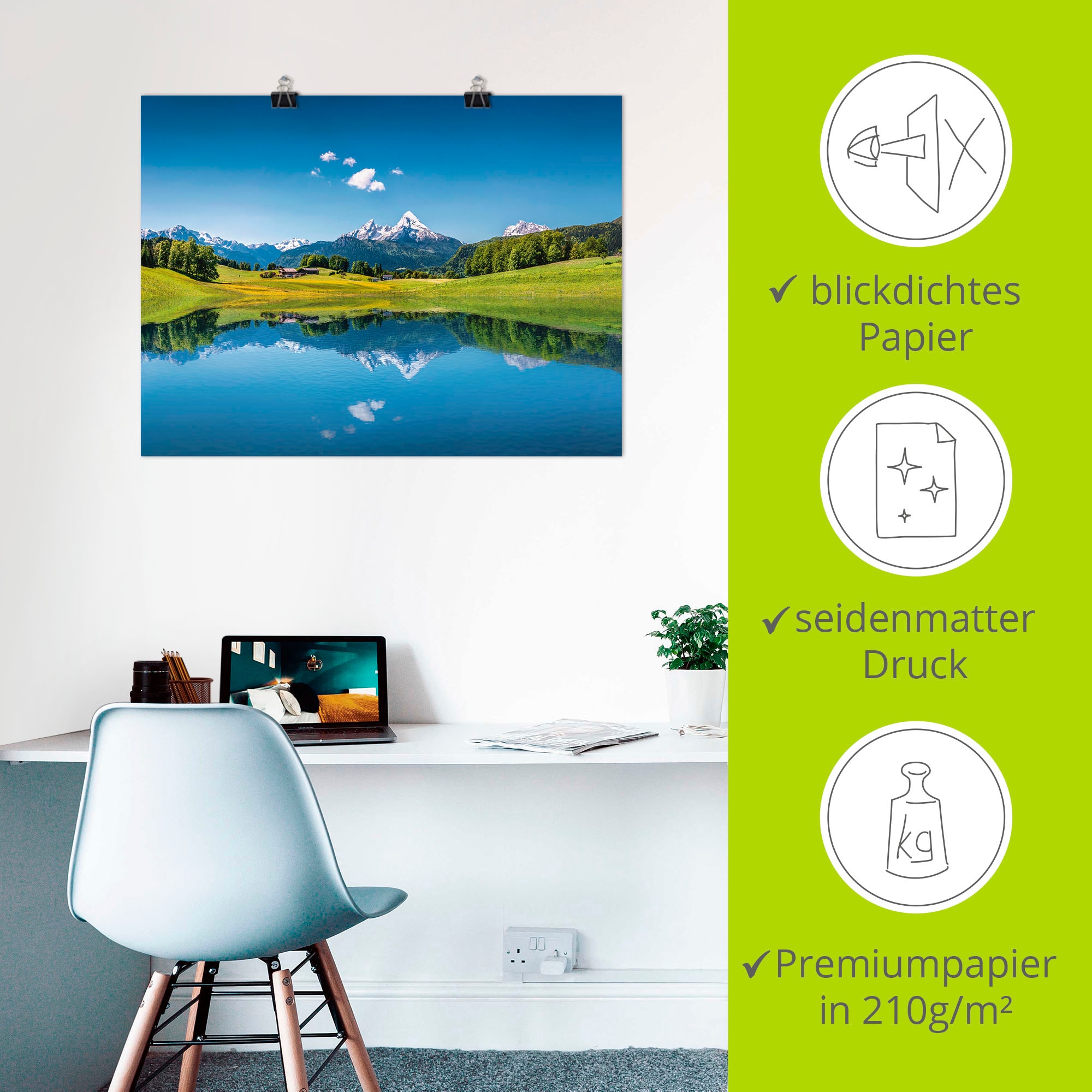 Artland Fresque murale »Landschaft in den Alpen« 1 cuis tlg. als Leinwandbild, Poster in verschied. Grössen