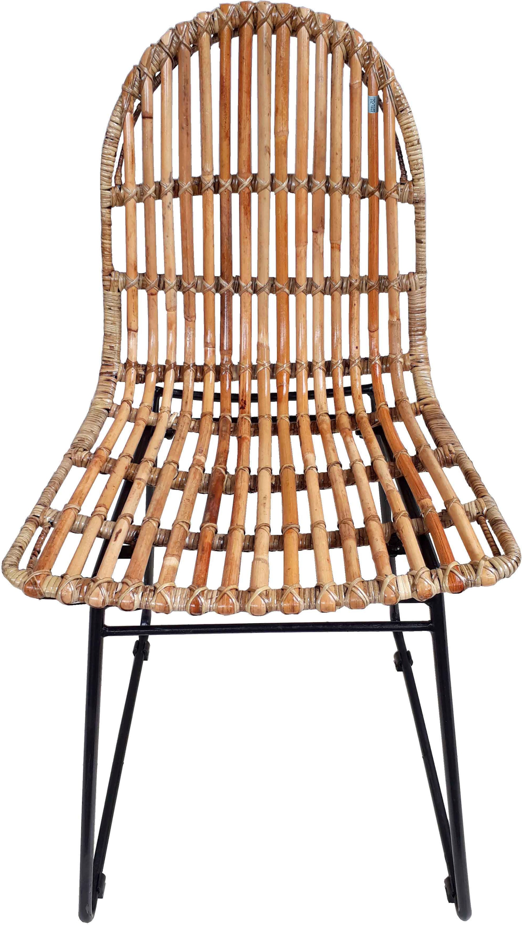 SIT Rattanstuhl »2er-Set T-Rattan Chair Natur Rattan Metall Schwarz« (Set) 2 Stk.2er Set Rattanstühle mit Metallgestell im modernen Naturdesign