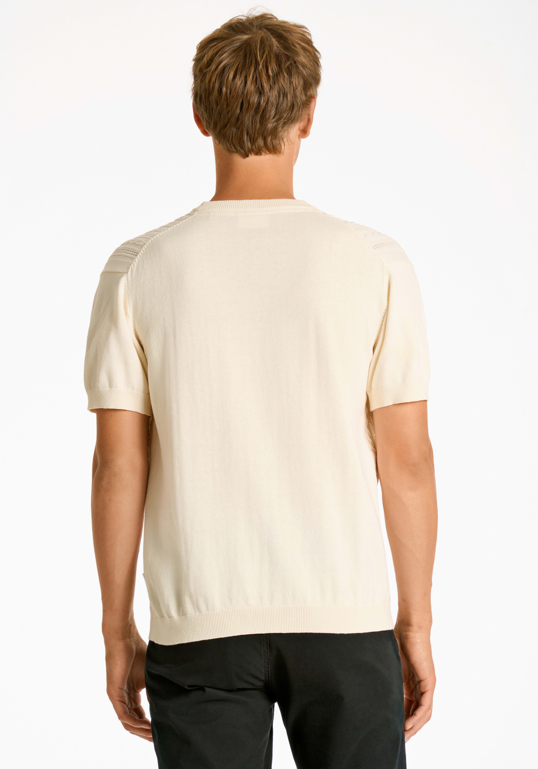 LINDBERGH Pull en tricot mit Zopfmuster, kurzarm