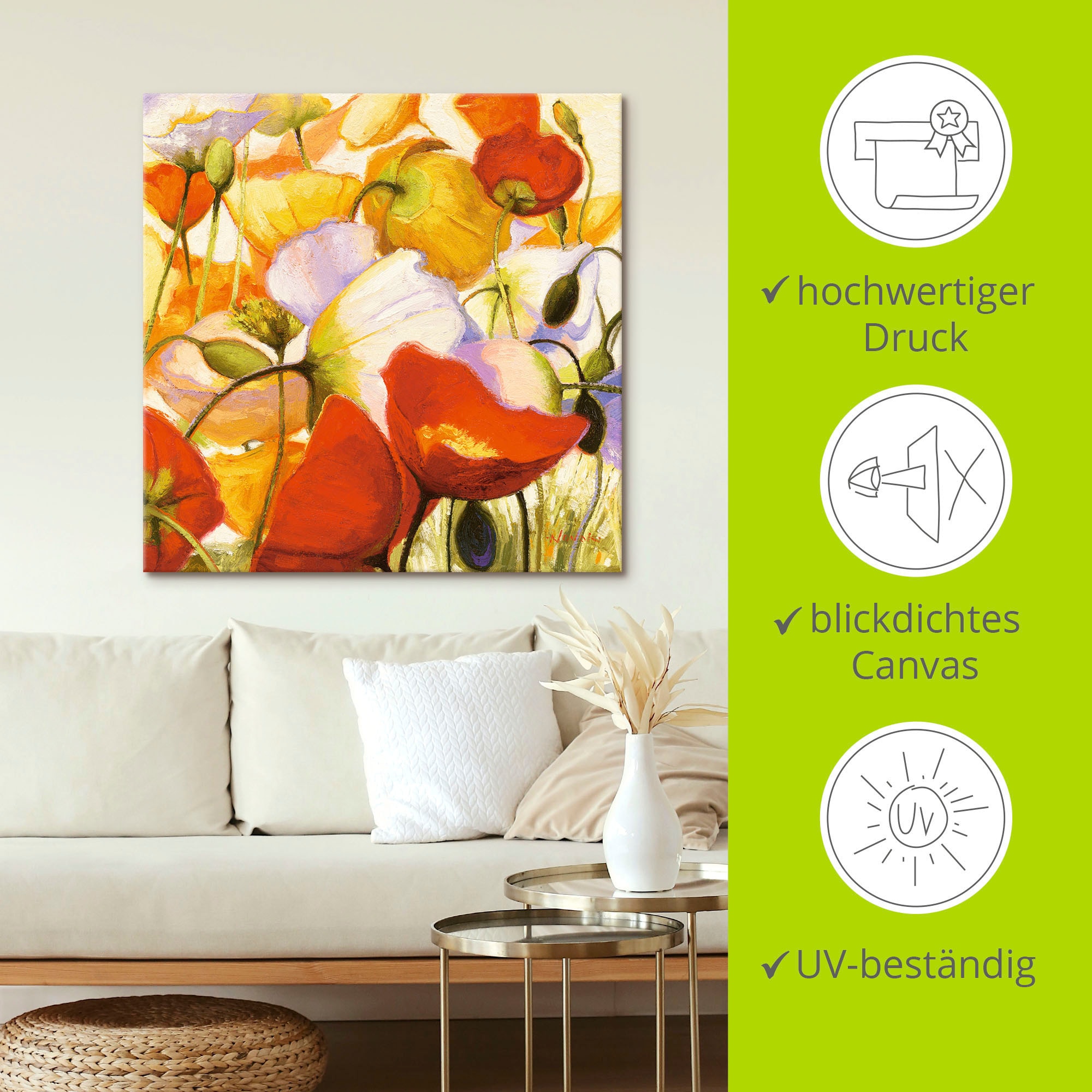 Artland Tableau sur toile »Mohnblumen aus der Nähe« 1 cuis tlg. auf Holzrahmen gespannt