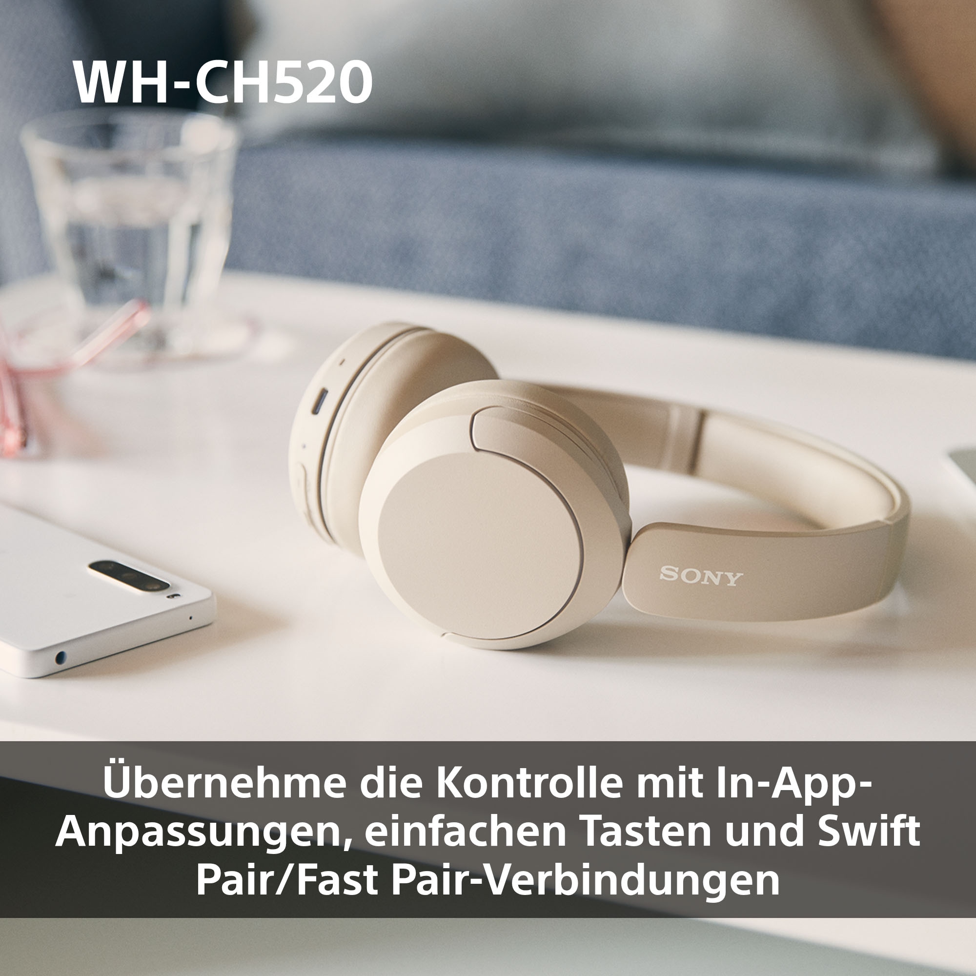 Sony Bluetooth-Kopfhörer »WHCH520« Bluetooth Freisprechfunktion | Rauschunterdrückung | Sprachsteuerung | kompatibel mit Siri 200 Std. Max. Akkulaufzeit (Standby)