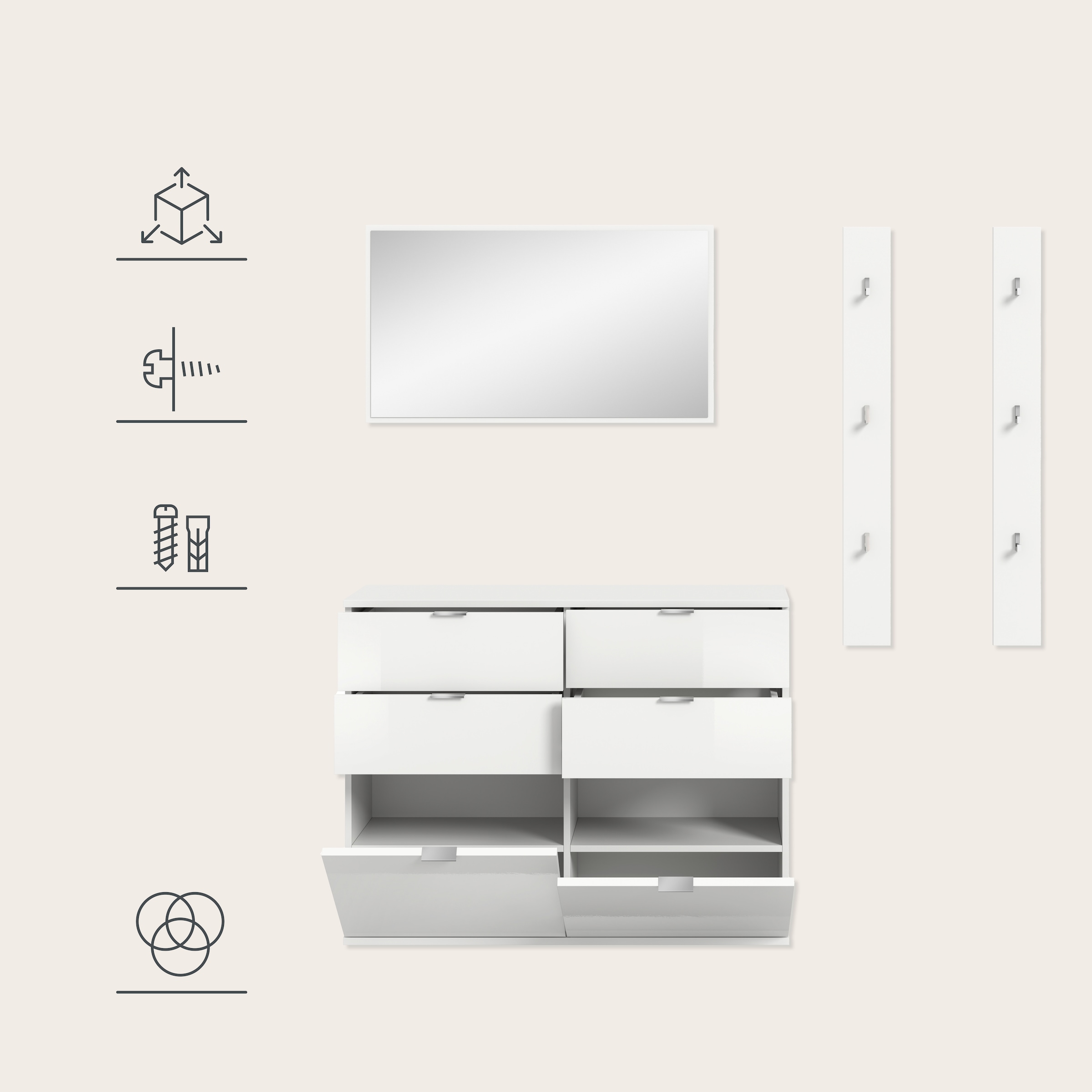 Home affaire Garderoben-Set »Trondheim, Garderobenset 3-tlg. Breite 171 cm,« 3 Stk. tlg.