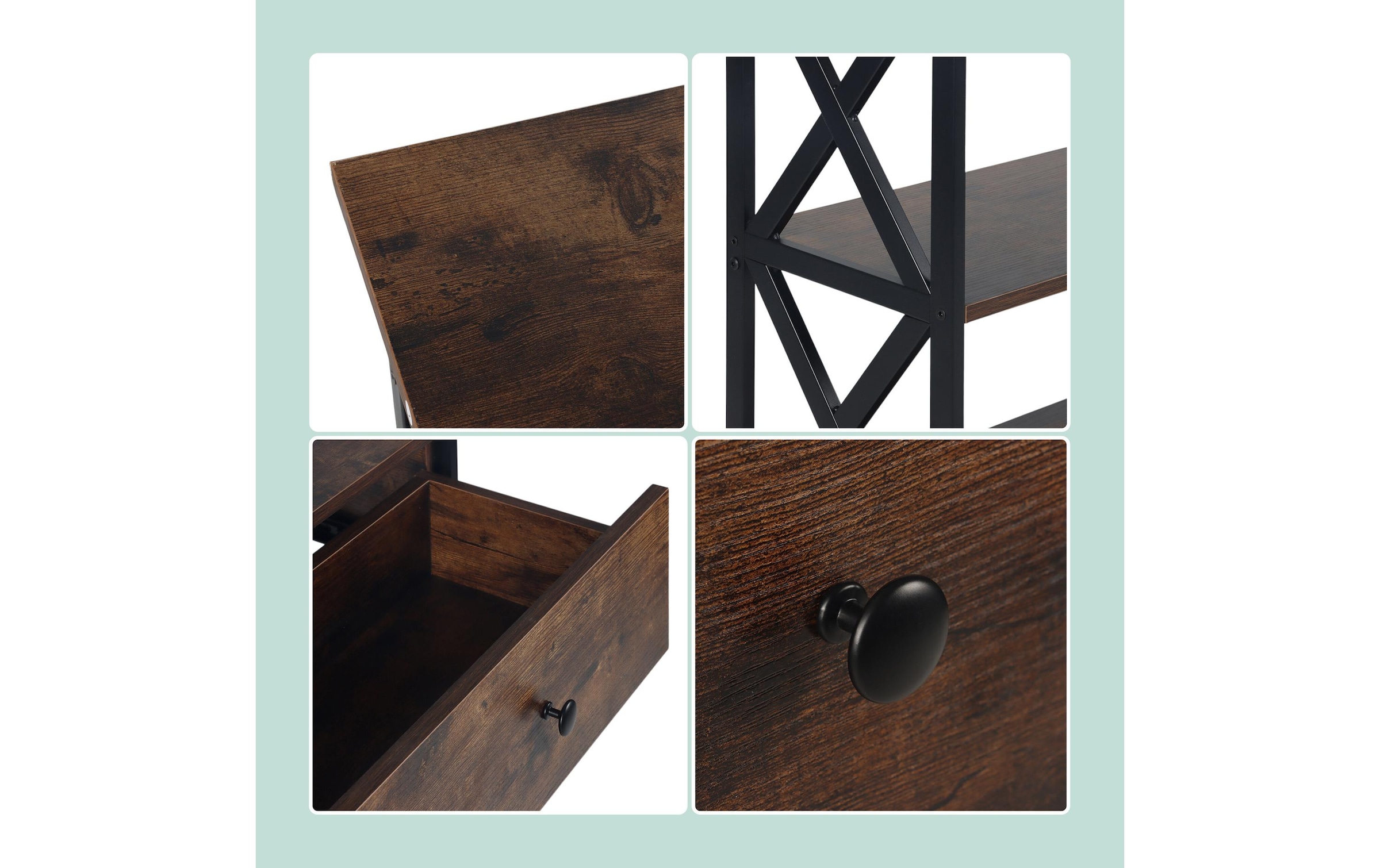 relaxdays Konsolentisch »80 x 100 x 30 cm« Schmale Flurkonsole mit Schublade und 3 Ablagen