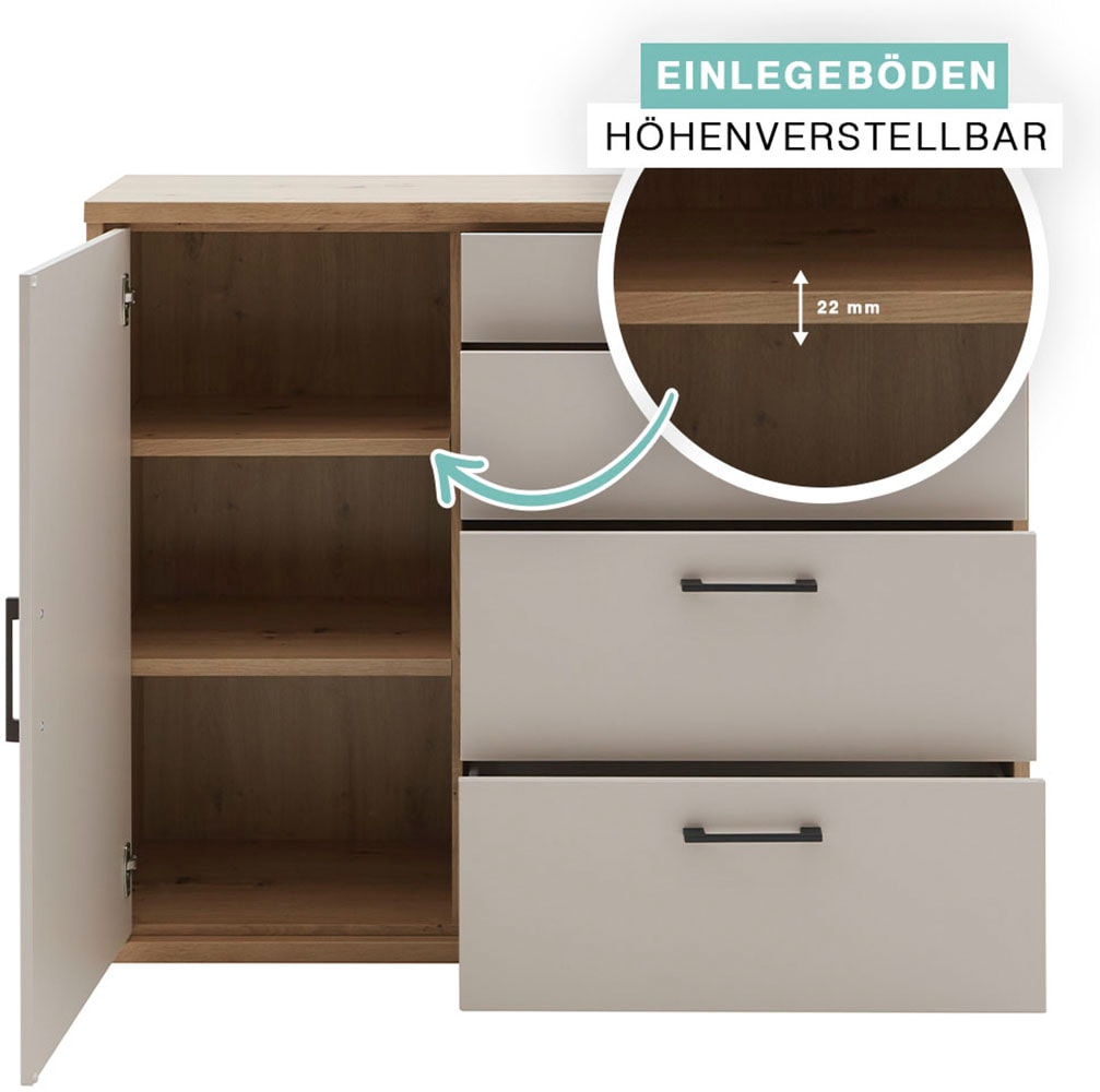 priess Commode haute »Warburg hochwertige Kommode aus Deutschland« livré monté avec amortisseurs et poignées en métal