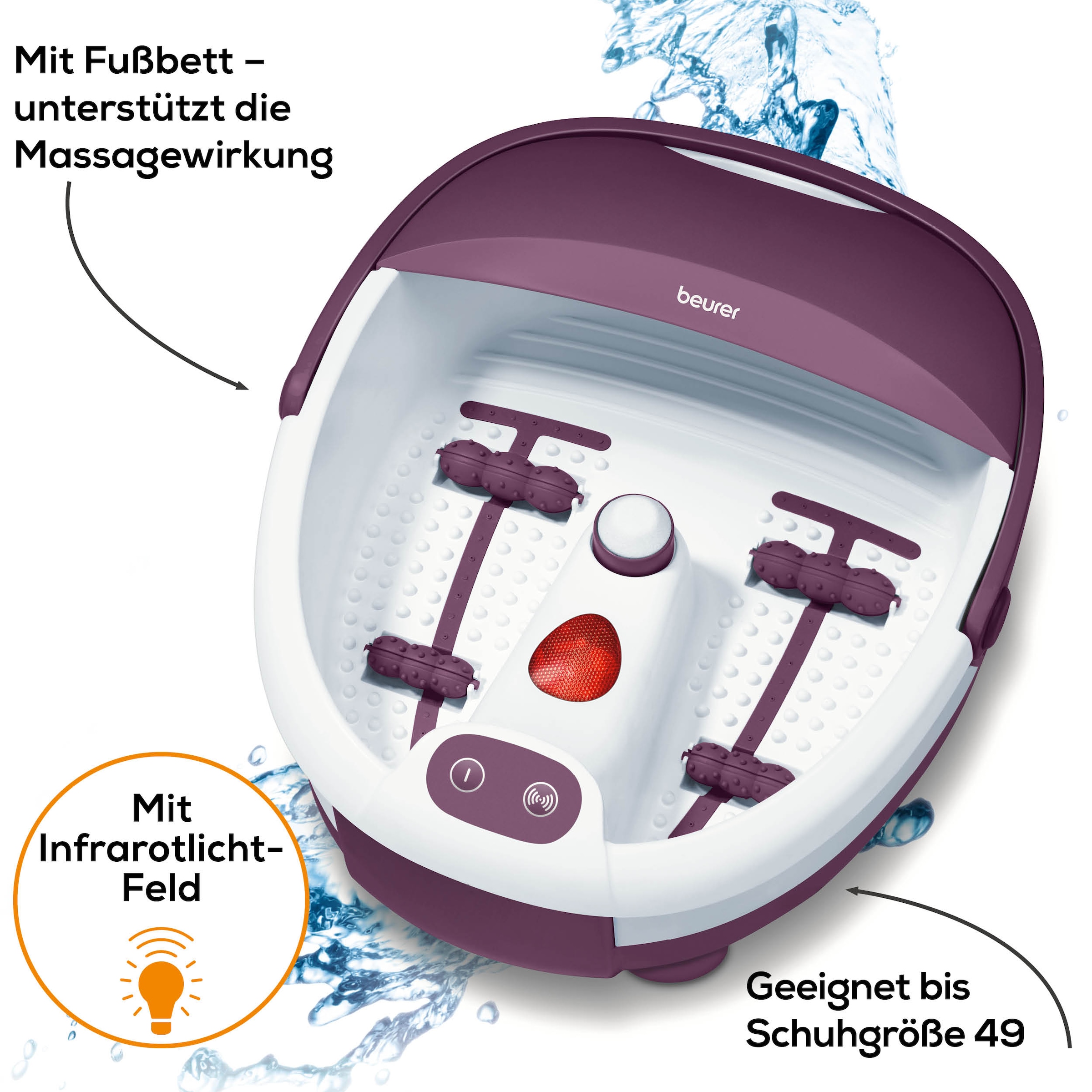 BEURER Fussbad »FB 21 mit Vibrations- und Sprudelmassagen für Fusswellness zuhause« Mit praktischem Tragegriff und zuschaltbarer Wärmefunktion