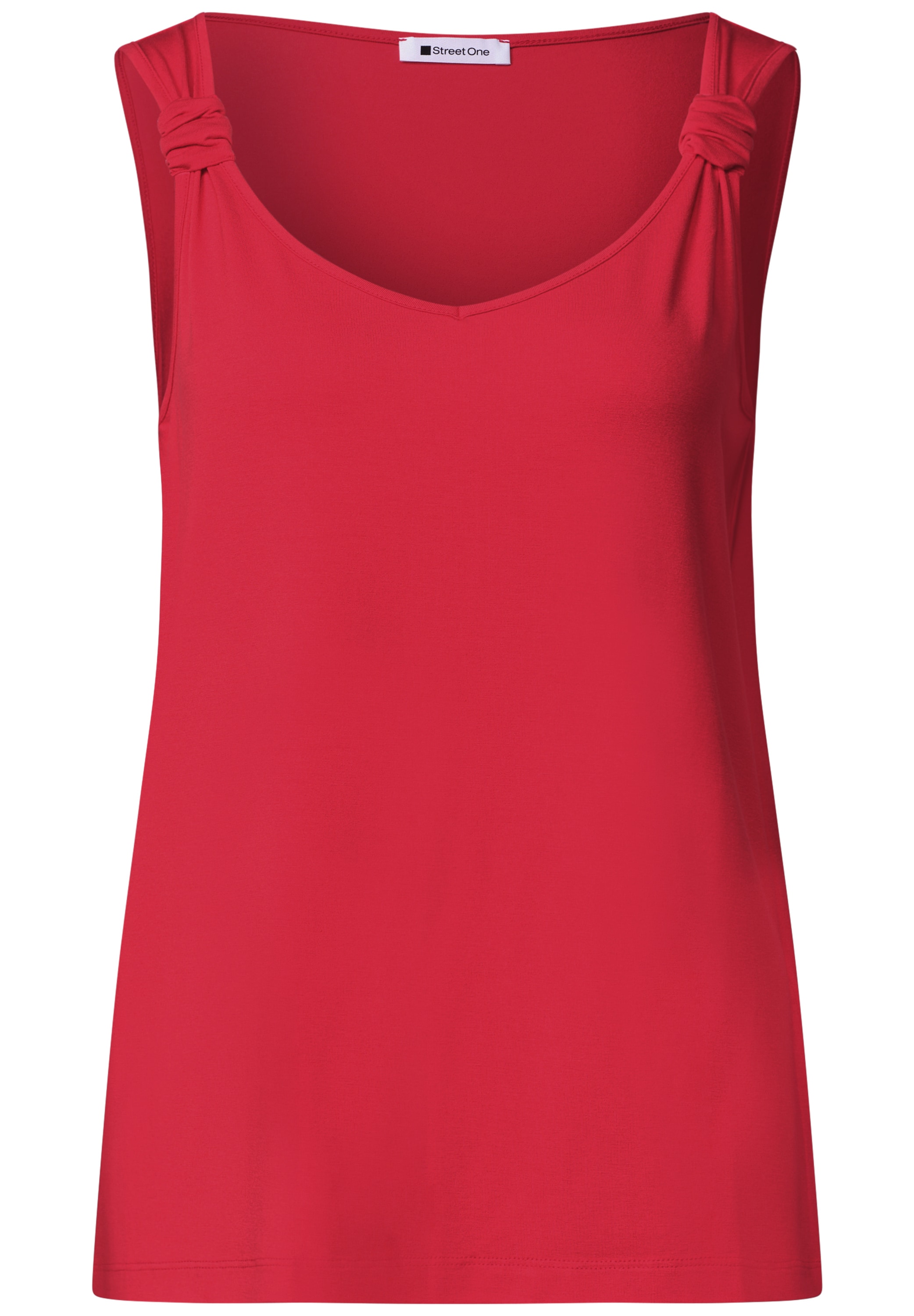 STREET ONE Shirttop Sommertop mit V-Neck und Knotendetail