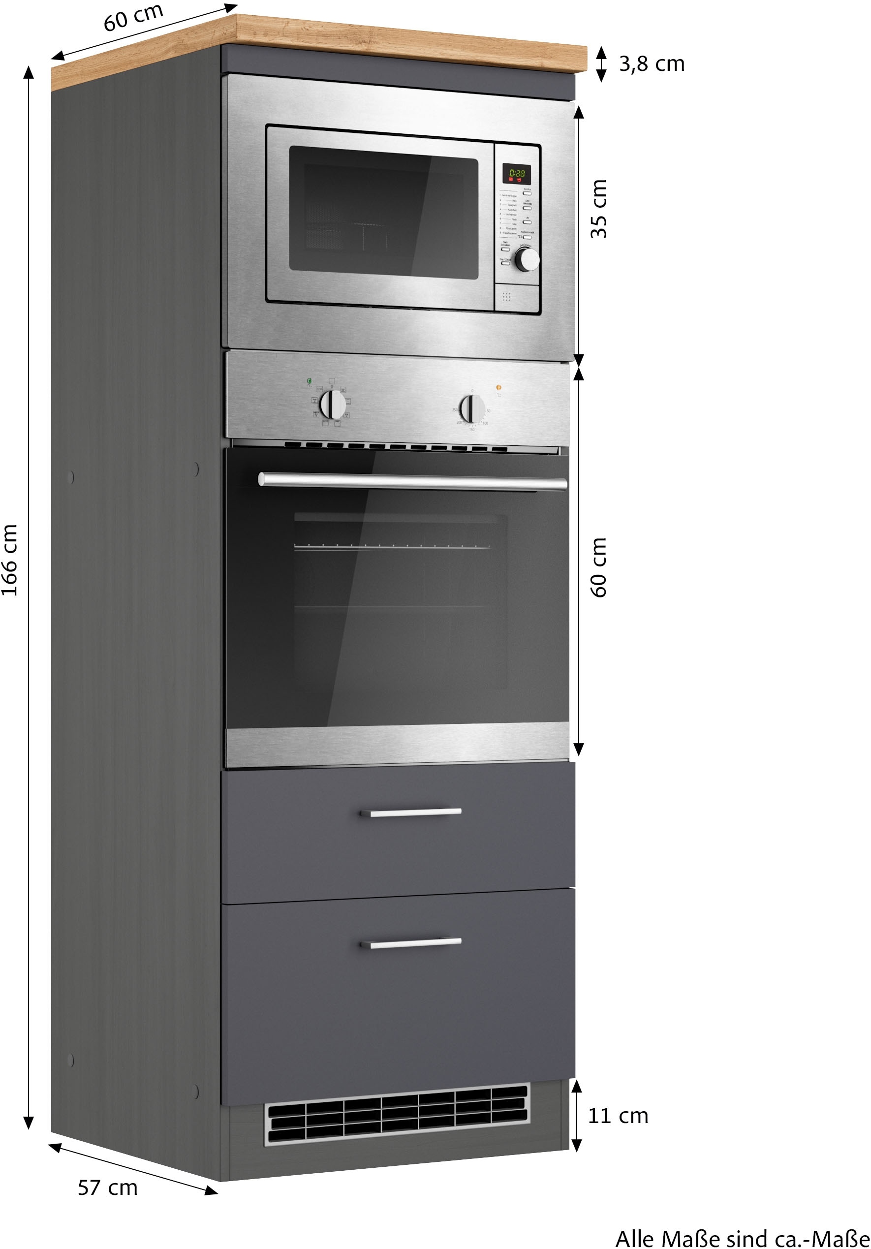 KOCHSTATION Armoire d'encastrement pour four »KS-Milan« encastrement micro-ondes/four 60 cm, mat ou brillant