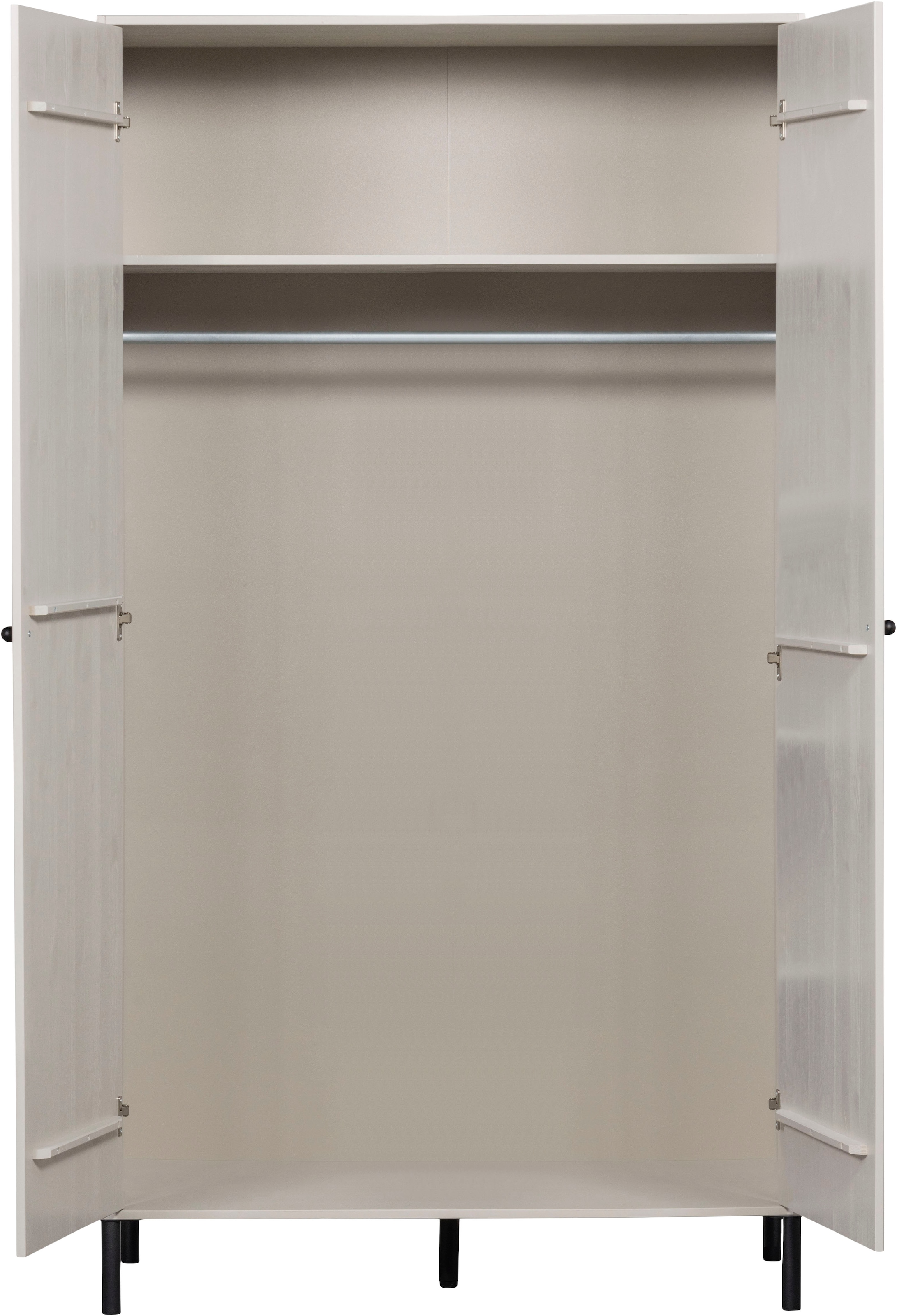 WOOOD Armoire vestiaire »Xina mit geschliffener Oberfläche und HDF-Rückwand (2-türig)« FSC® pin massif, pied de 15 cm, zone suspendue et allongée