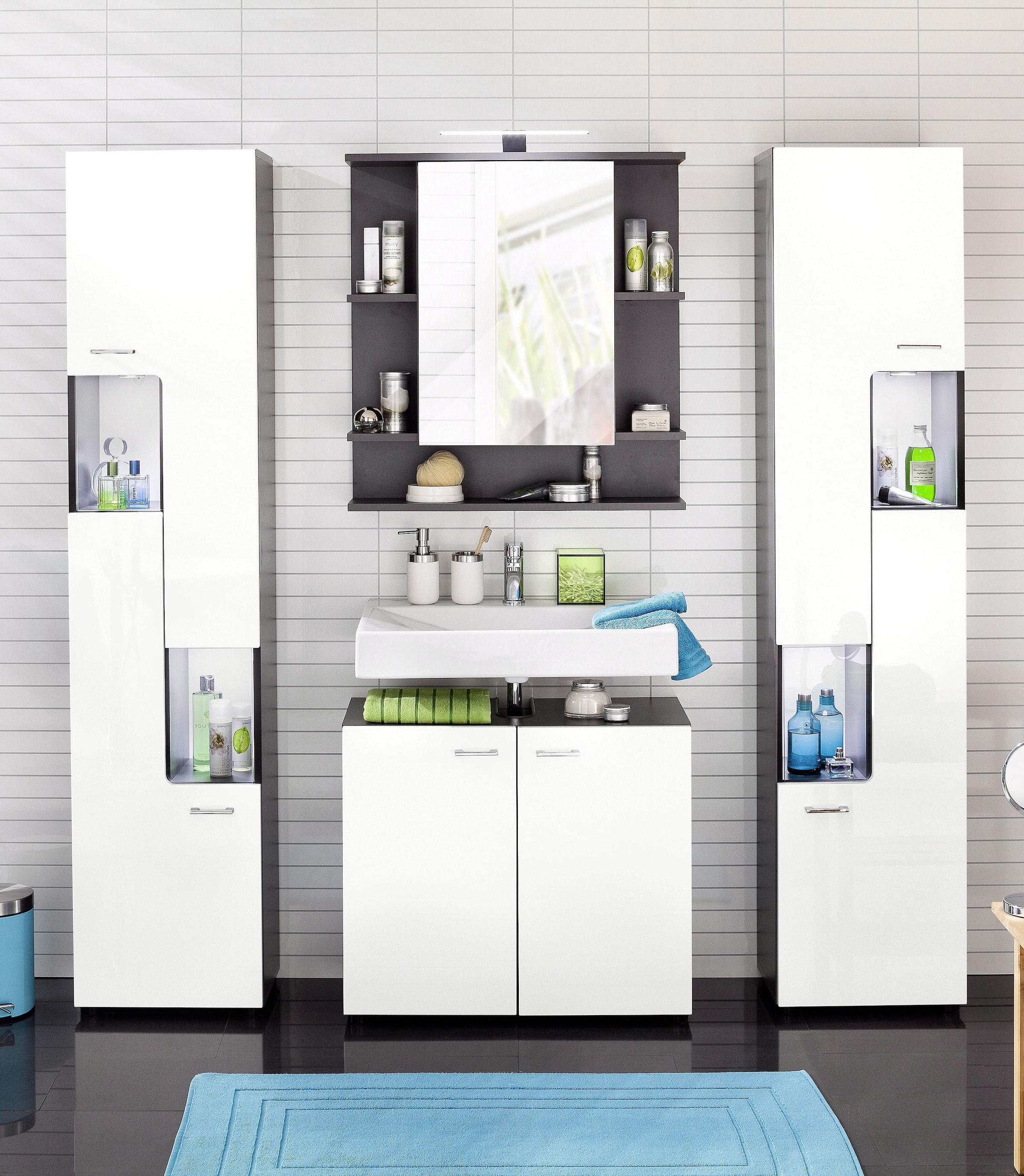 welltime Hochschrank »Tias« Hochschrank mit 4 Einlegeböden - (B/T/H) 40/30/182 cm